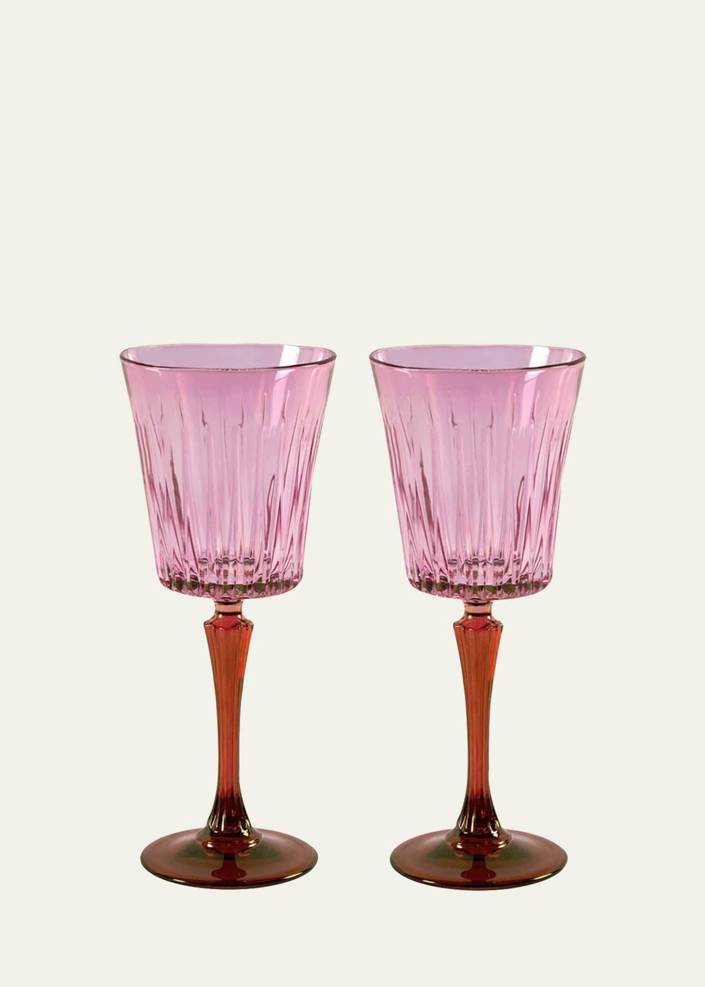 Luisa Beccaria Pink Shaded Stemmed Wine Glasses, Set of 2 Image 1 of 2