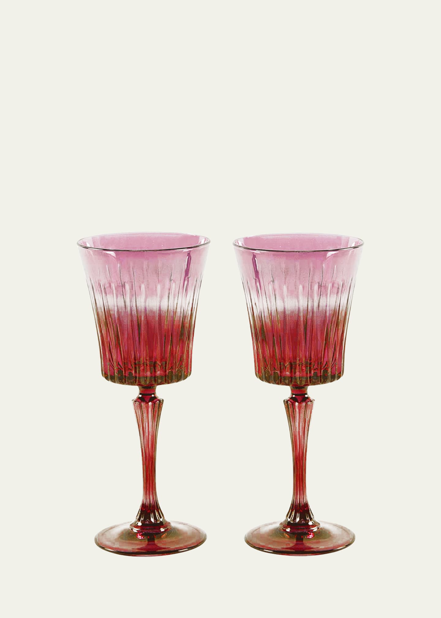 Luisa Beccaria Pink Shaded Stemmed Water Glasses, Set of 2 Bergdorf