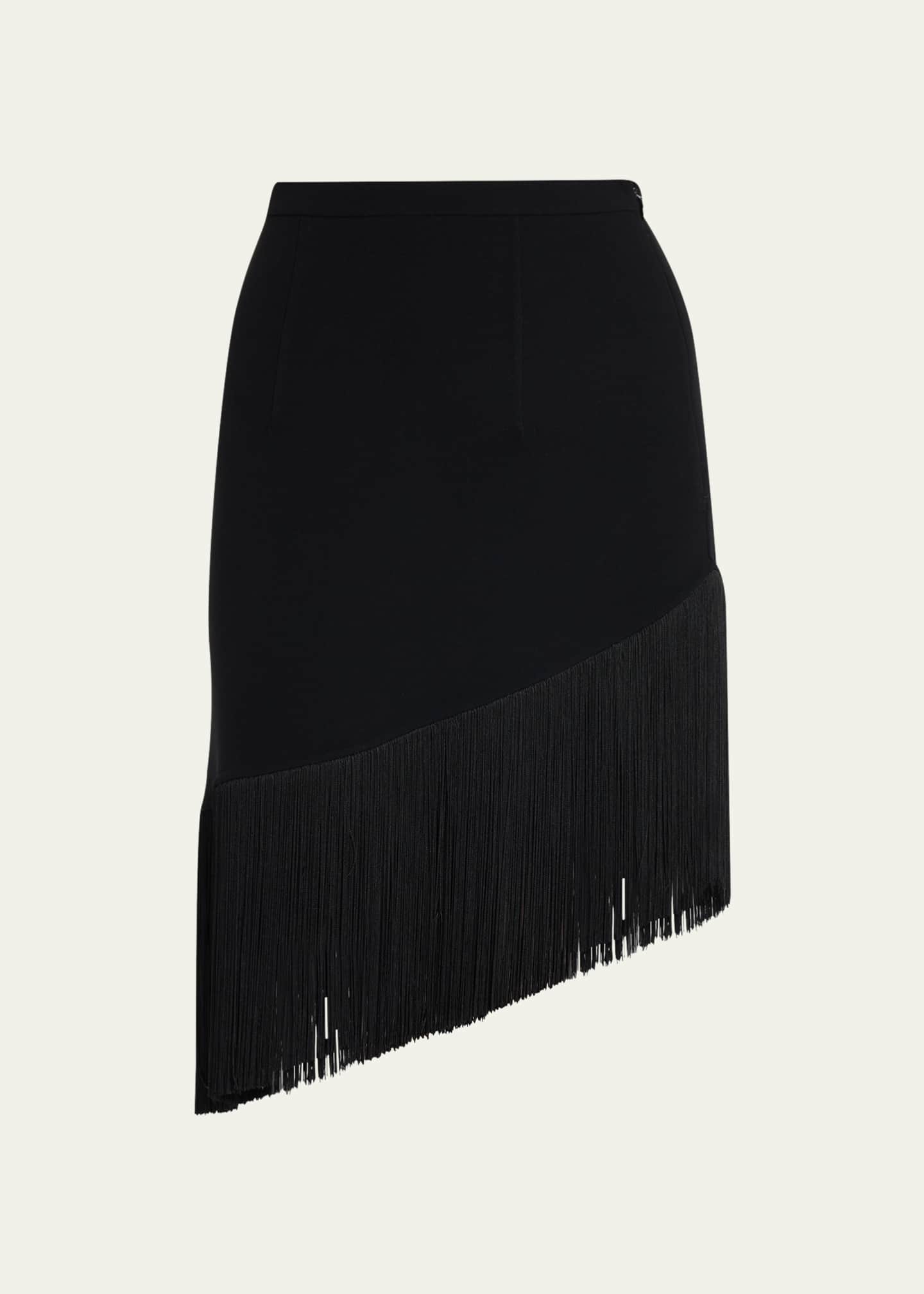Michael Kors Collection Asymmetric Pencil Skirt with Fringe Trim Image 1 of 4