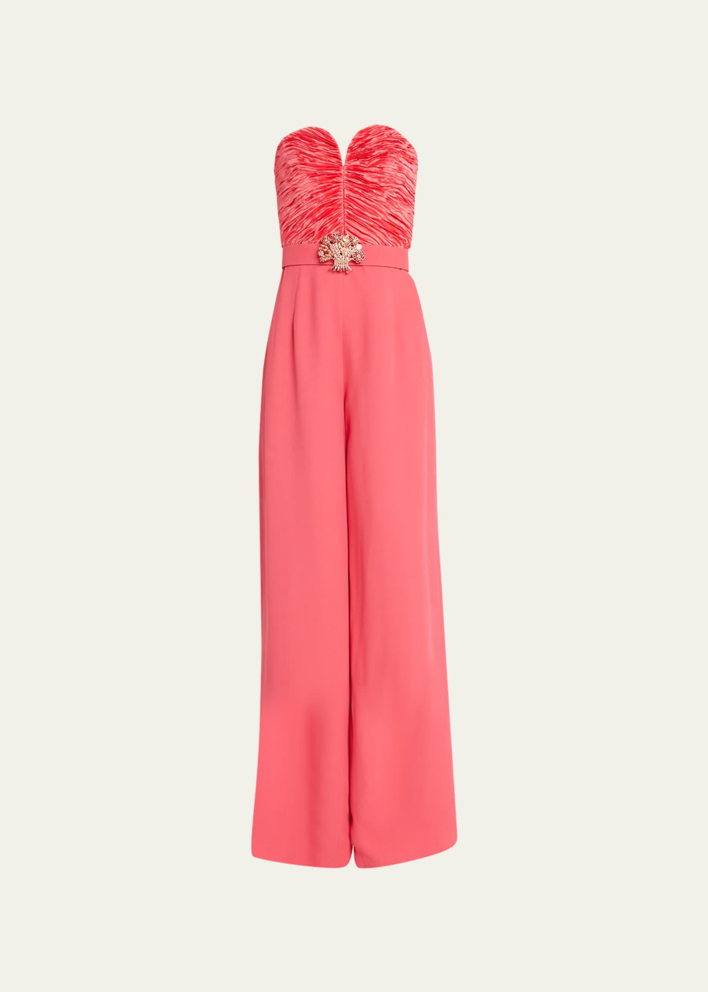 Andrew Gn Strapless Plisse Belted Jumpsuit Bergdorf Goodman