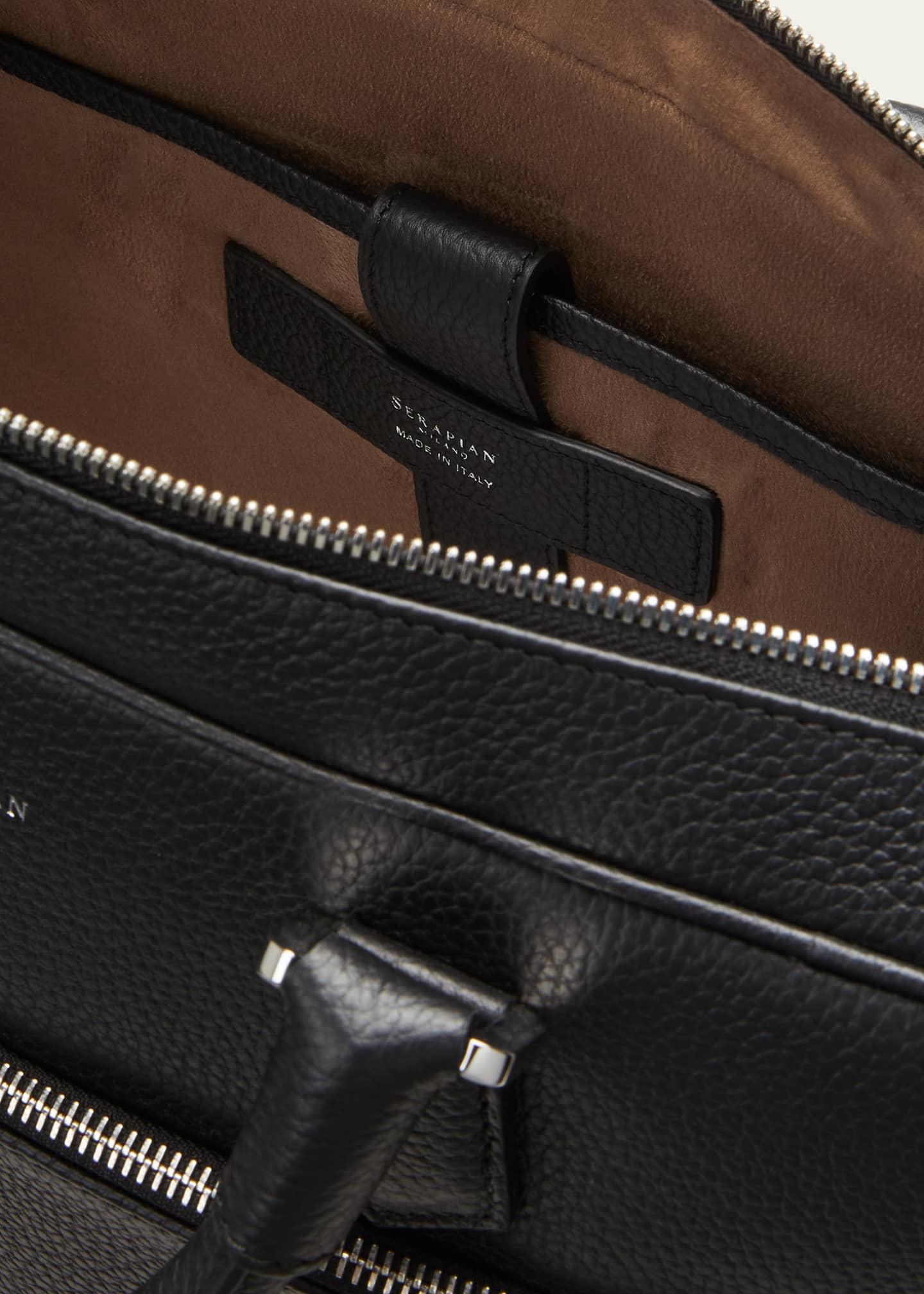 Serapian Men's Cachemire Leather Slim Briefcase Image 4 of 5