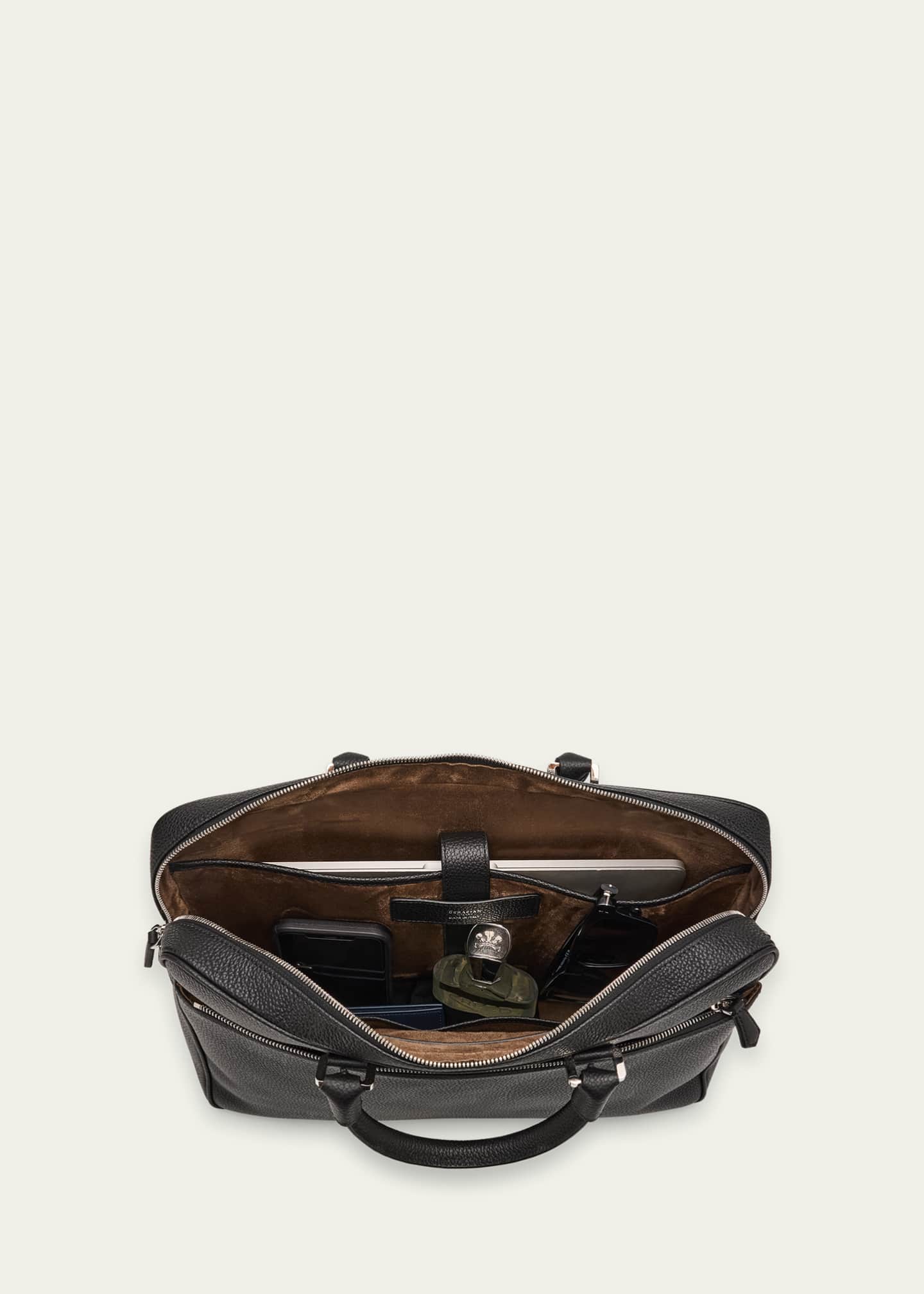 Serapian Men's Cachemire Leather Slim Briefcase Image 6 of 7