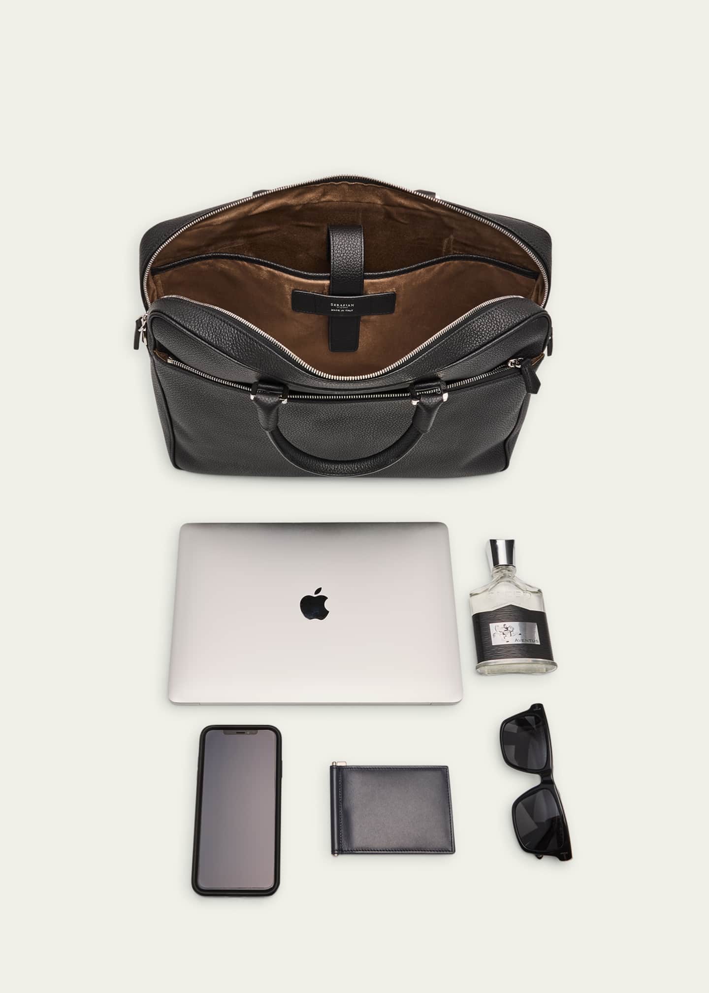 Serapian Men's Cachemire Leather Slim Briefcase Image 7 of 7