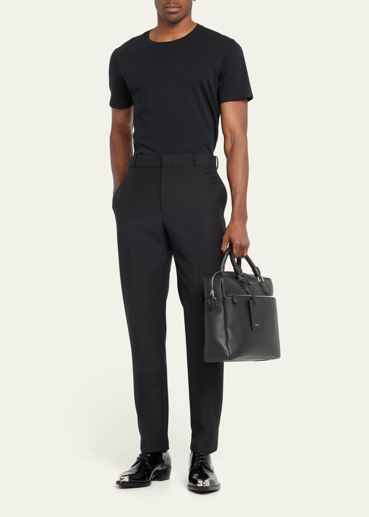 Serapian Men's Cachemire Leather Slim Briefcase Image 5 of 5