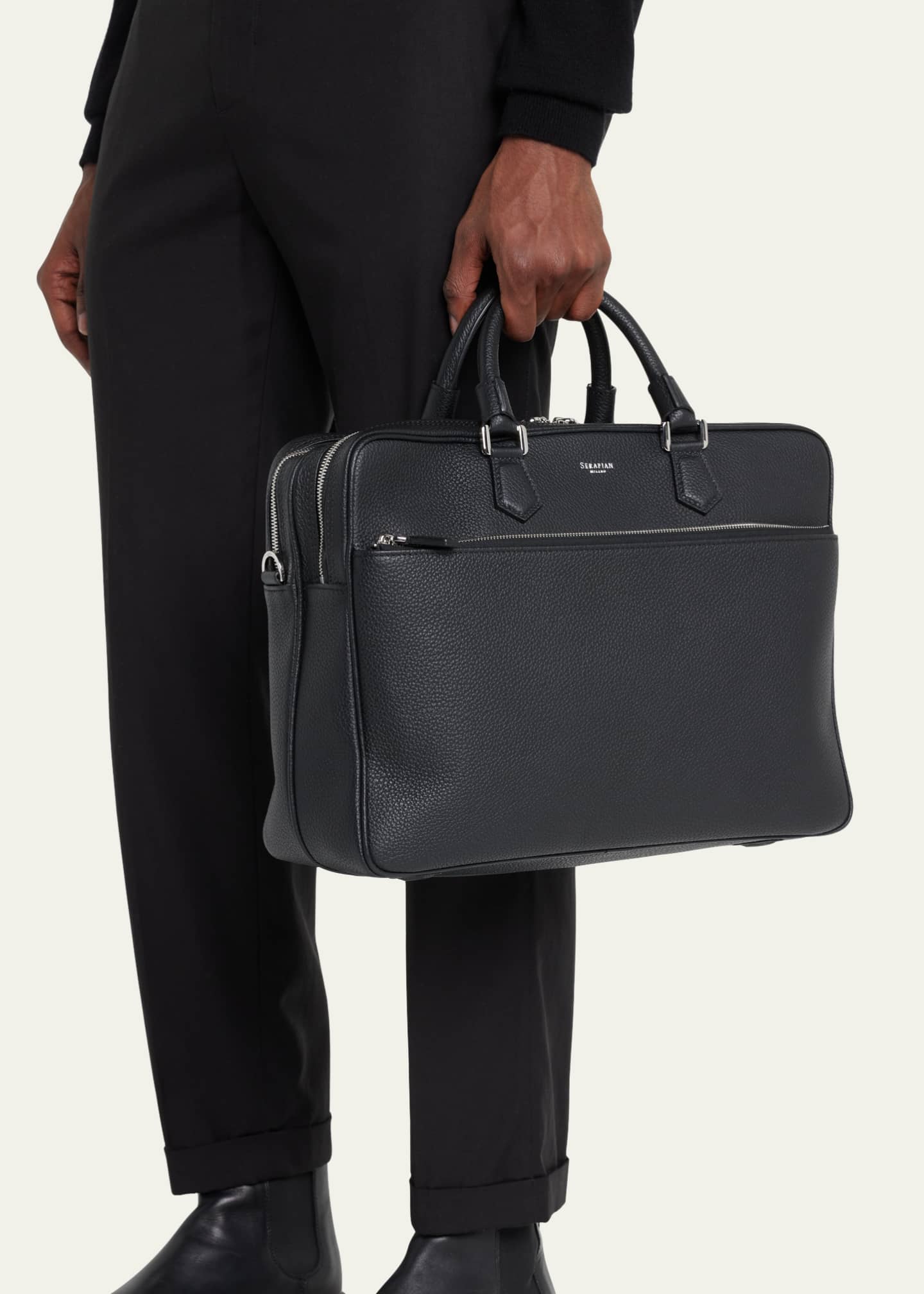 Serapian Men's Leather Double Briefcase Image 2 of 5