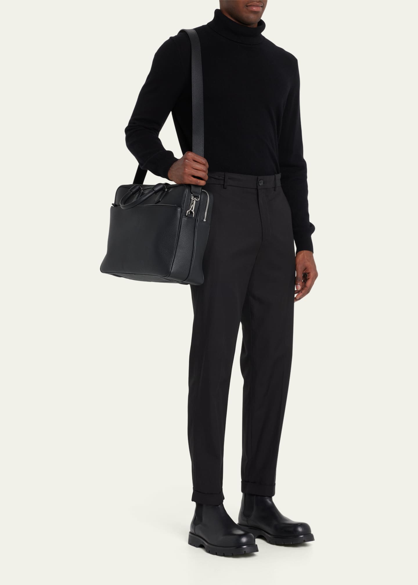 Serapian Men's Leather Double Briefcase Image 5 of 5