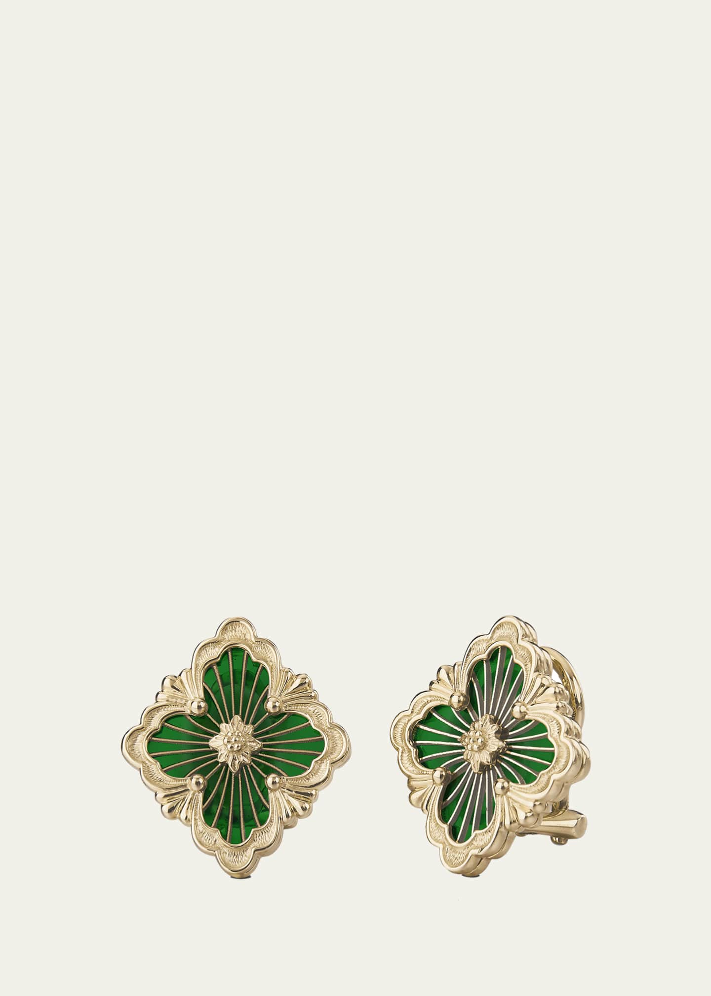 Buccellati Opera Tulle Medium Button Earrings in Green Enamel