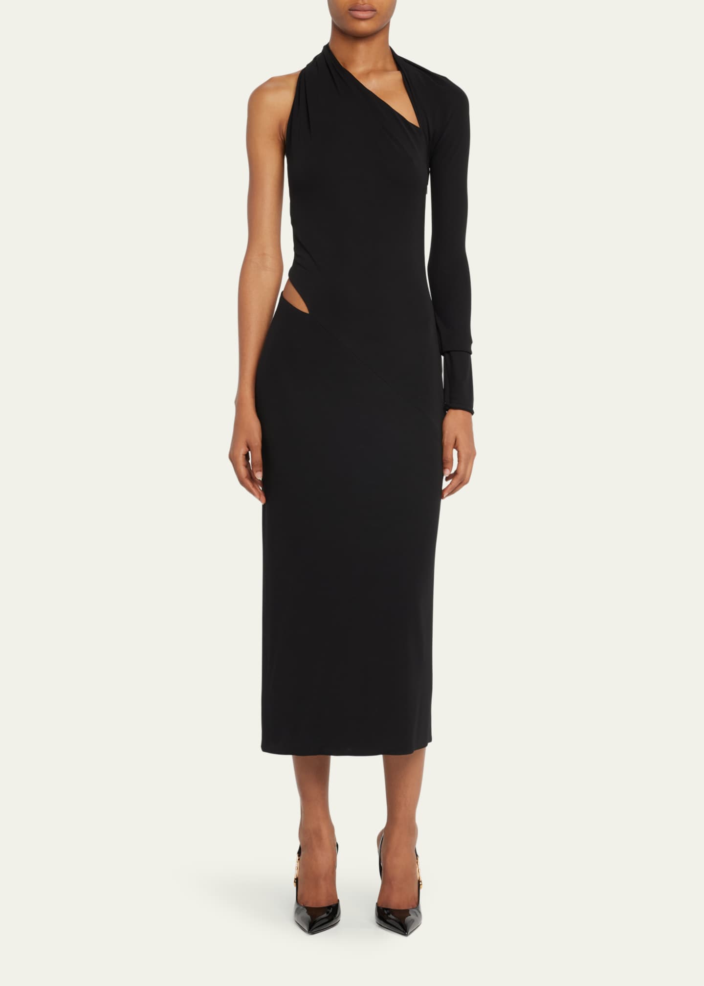Versace One-Shoulder Cocktail Dress with Cutout Detail - Bergdorf Goodman