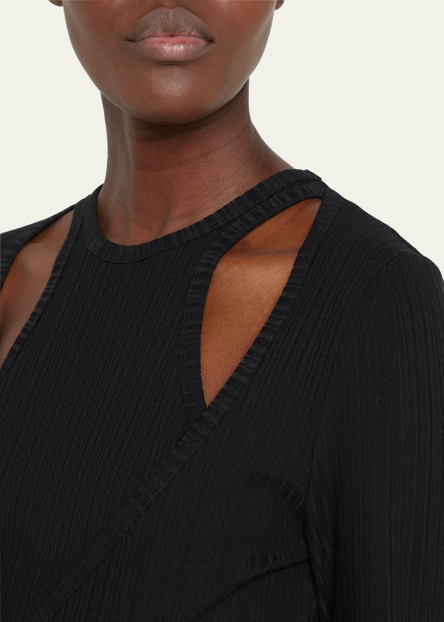 Ganni Ribbed Jersey Wrap Blouse