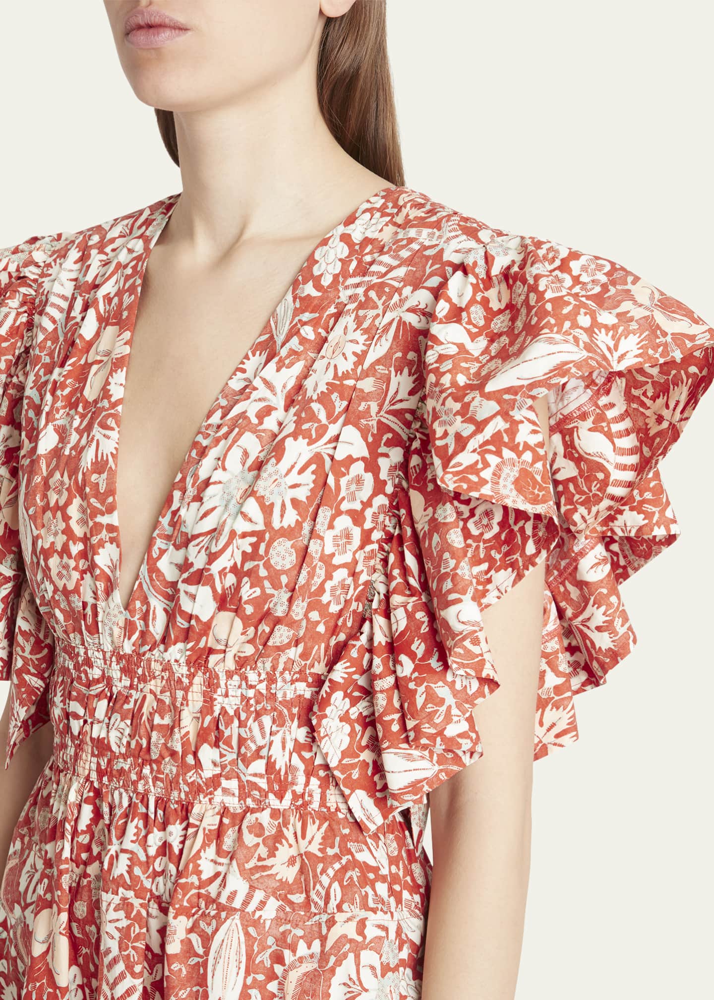 Ulla Johnson Kiri Tiered Ruffle Poplin Mini Dress Bergdorf Goodman