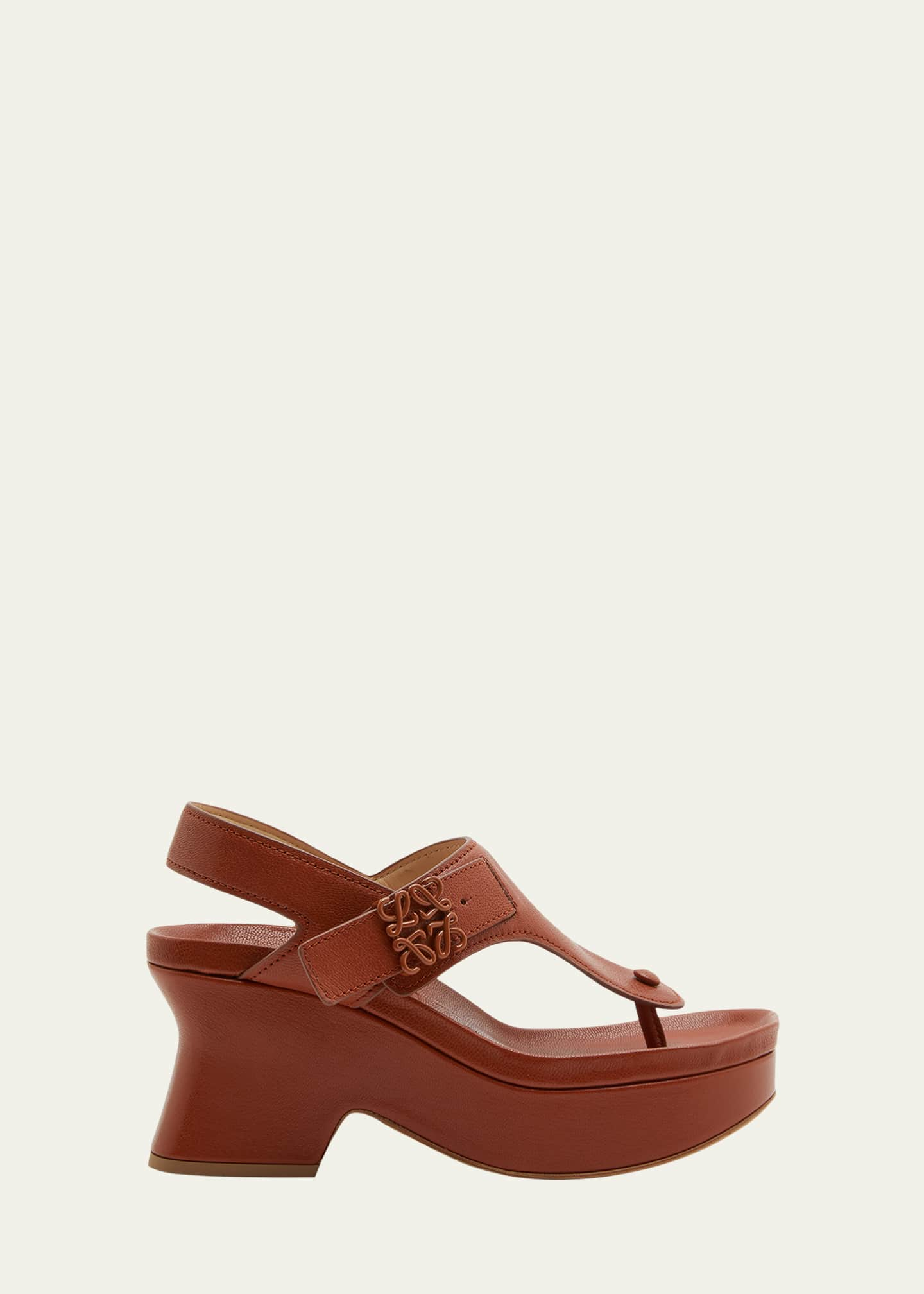 Loewe Leather Medallion Buckle Thong Sandals - Bergdorf Goodman