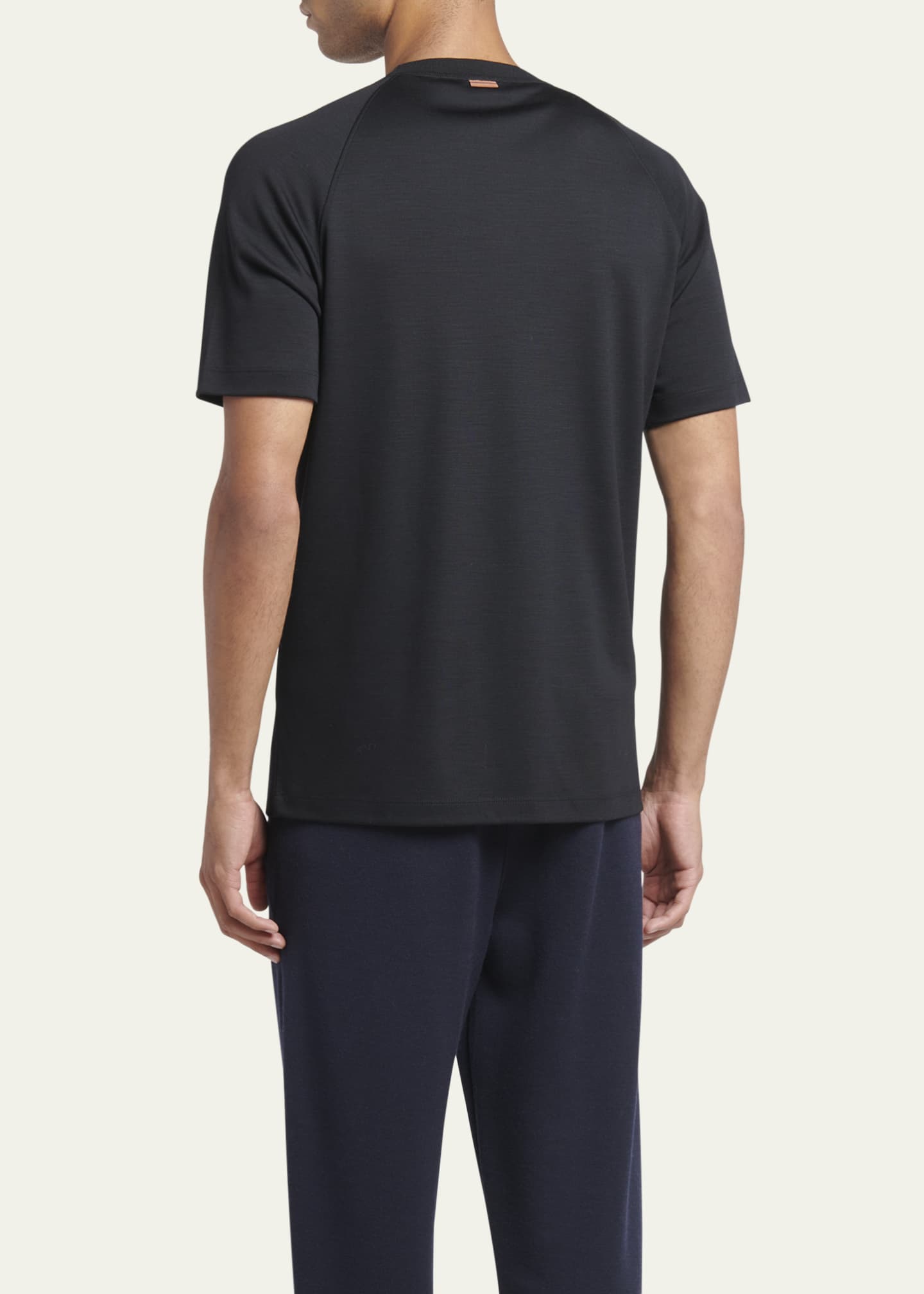 ZEGNA Men's Wool-Stretch Crewneck T-Shirt Image 3 of 5