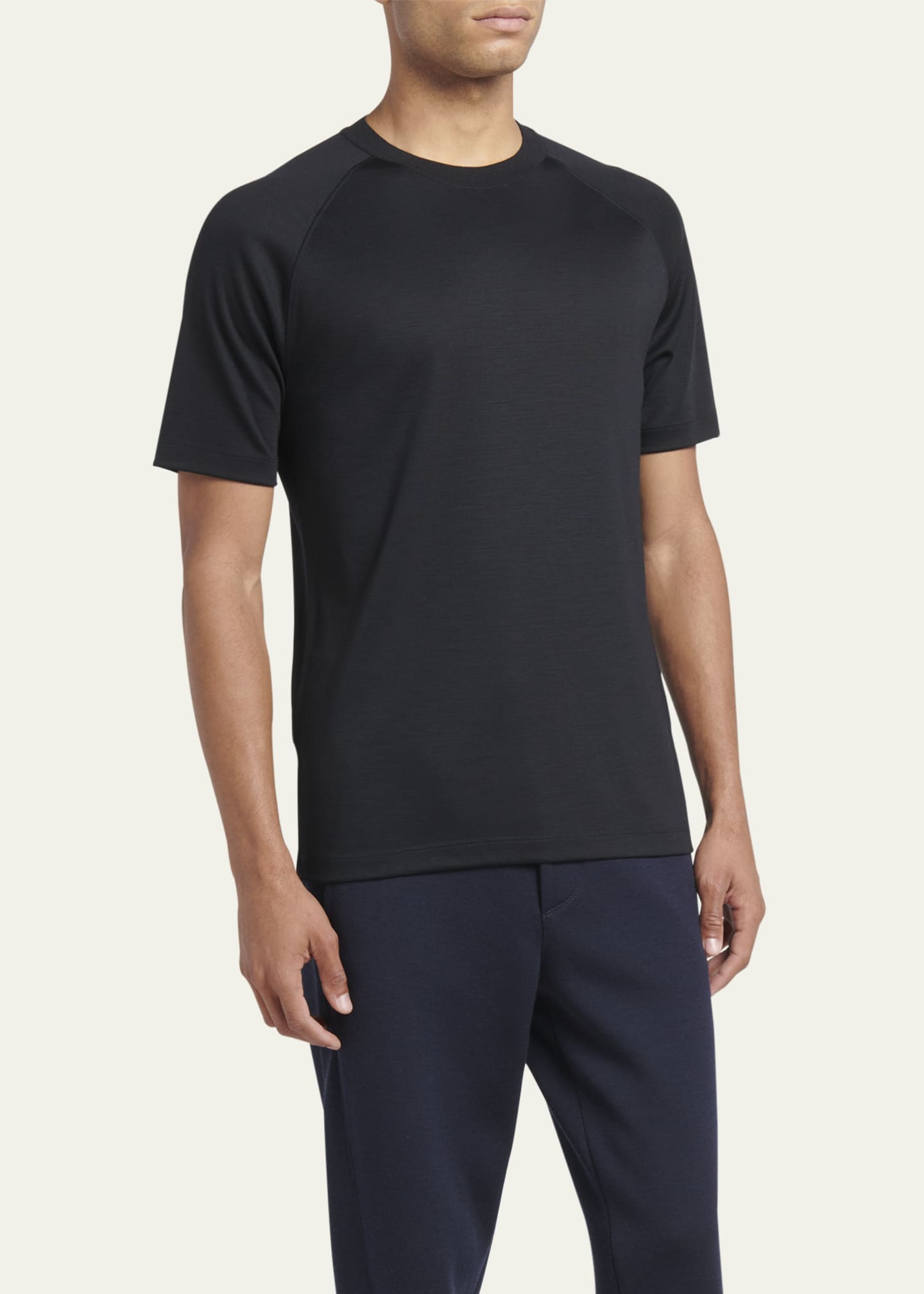 ZEGNA Men's Wool-Stretch Crewneck T-Shirt Image 4 of 5