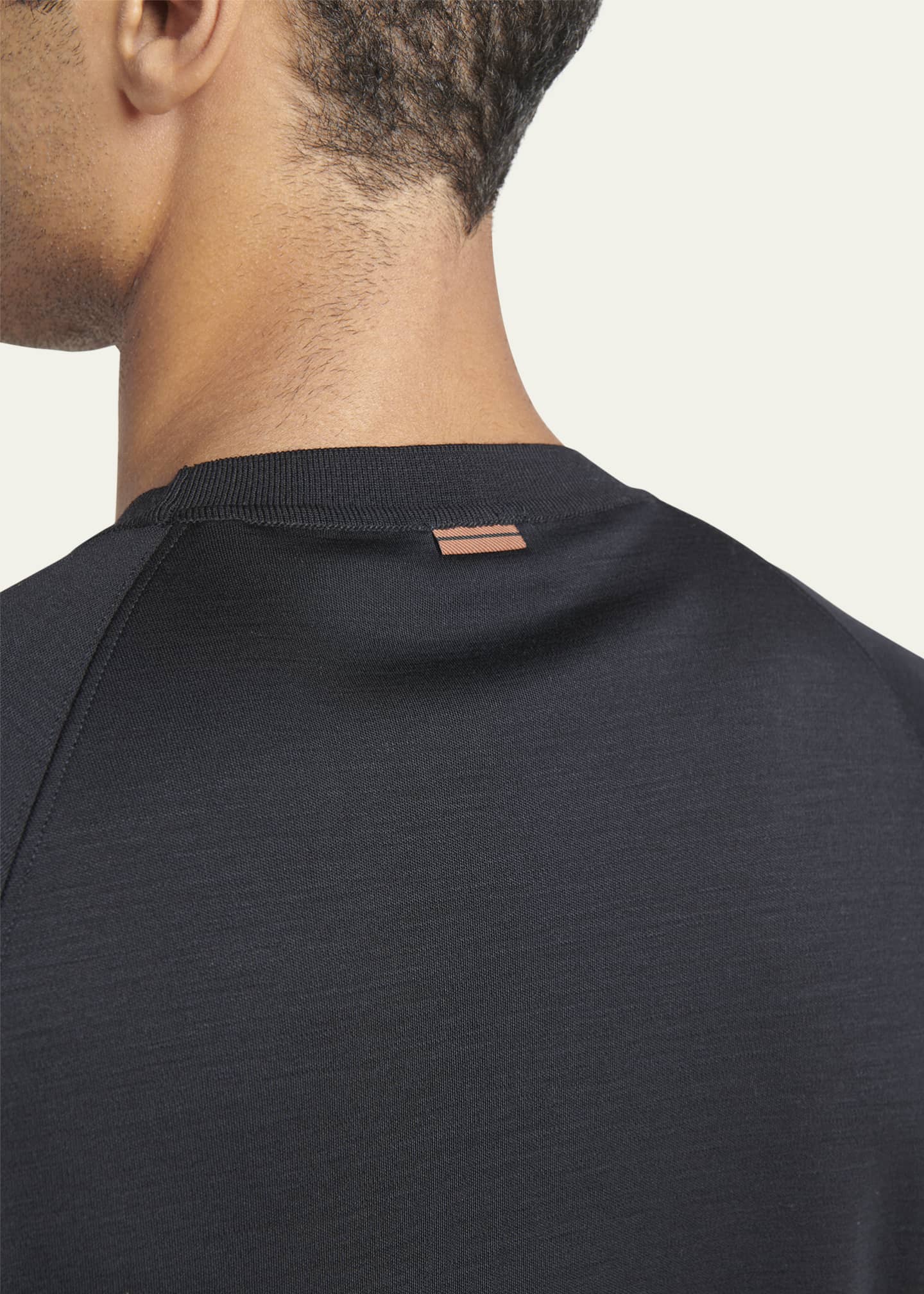ZEGNA Men's Wool-Stretch Crewneck T-Shirt Image 5 of 5