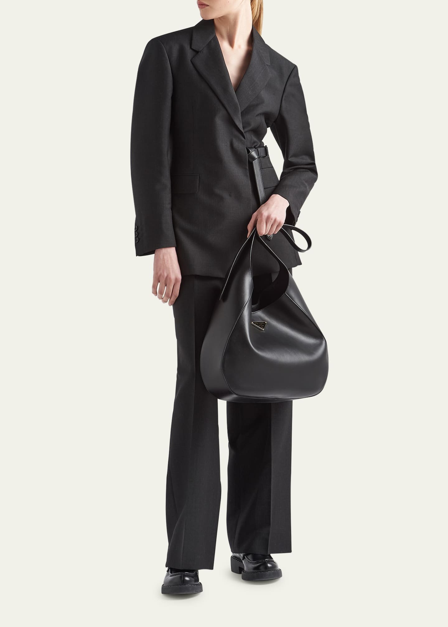 Prada Kid Mohair Belted Wrap Blazer Jacket - Bergdorf Goodman