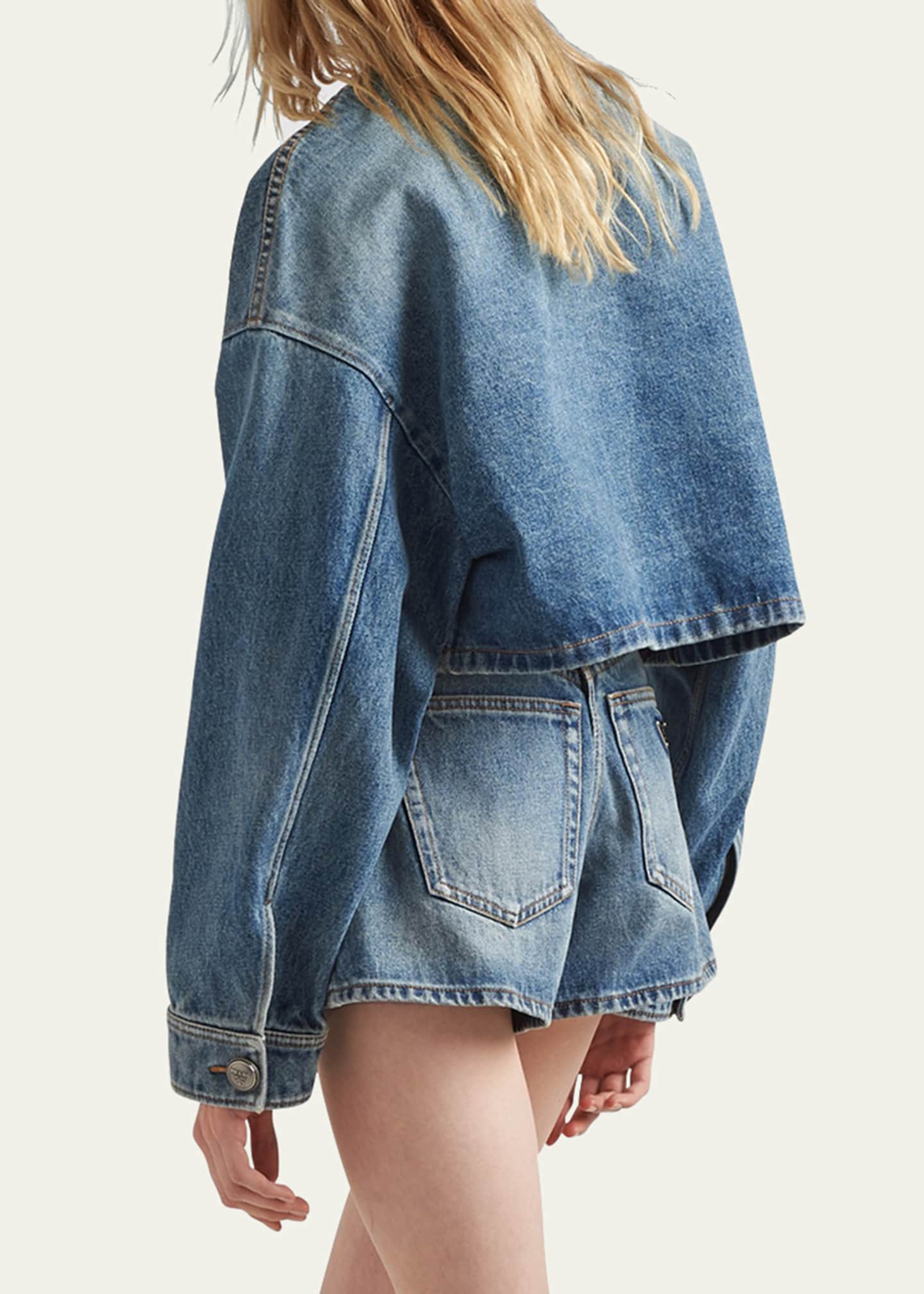 Prada Crop Collarless Denim Jacket Image 3 of 4