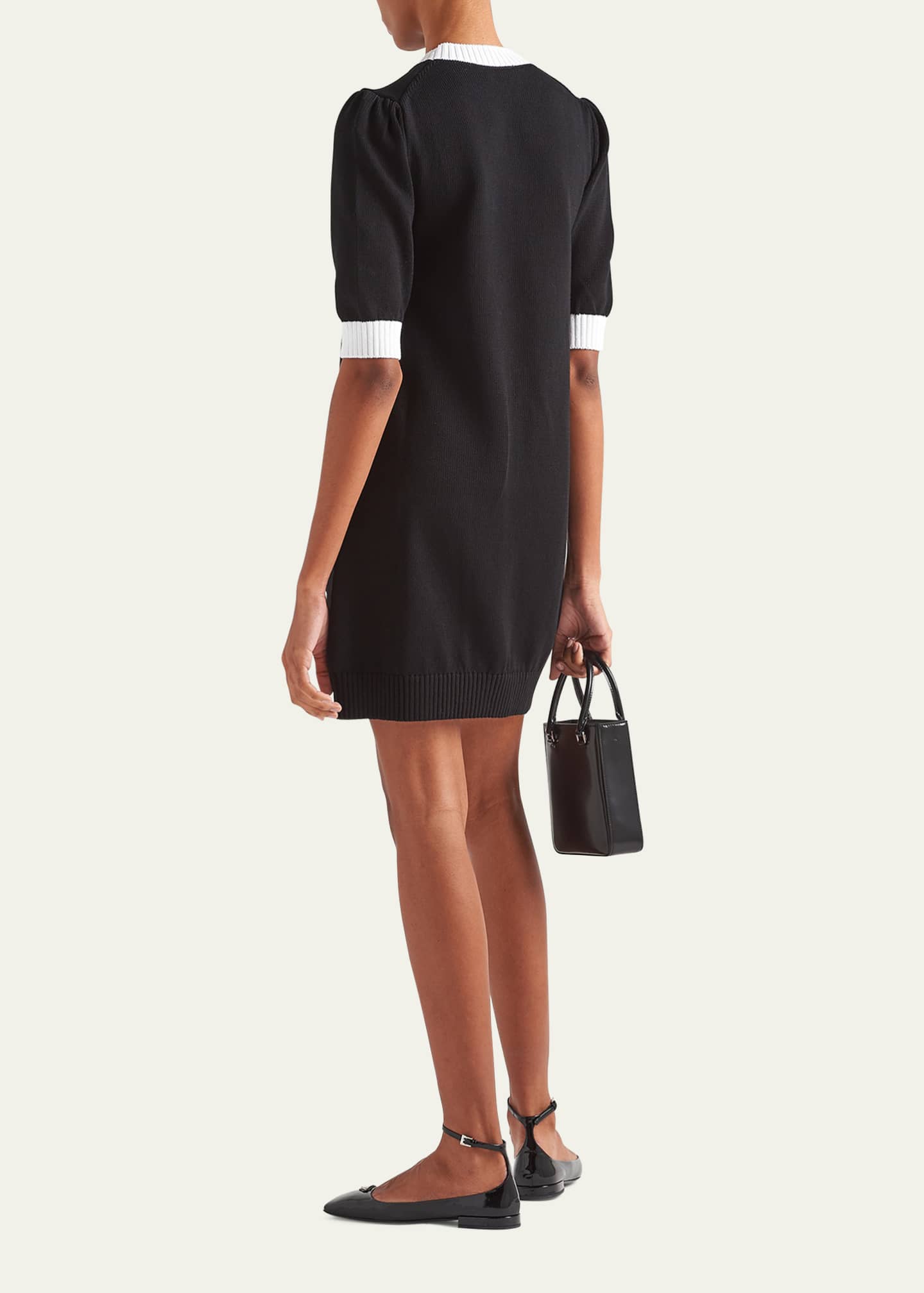 Prada Two-Tone Logo-Intarsia Knit Mini Dress - Bergdorf Goodman