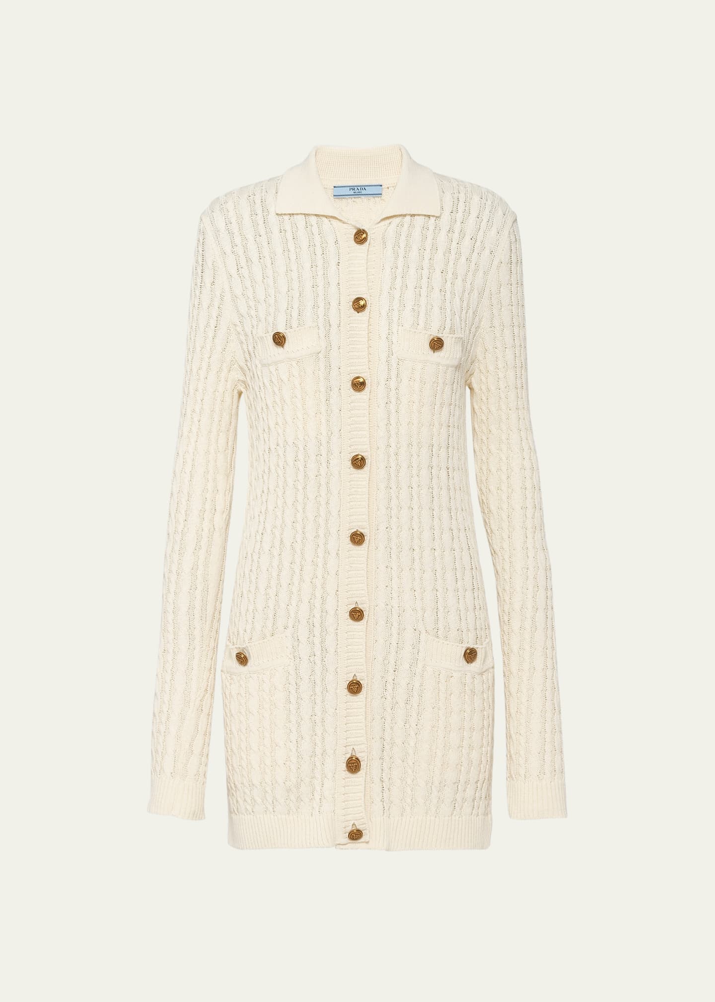 Prada Cable Cotton Mini Dress Image 1 of 4