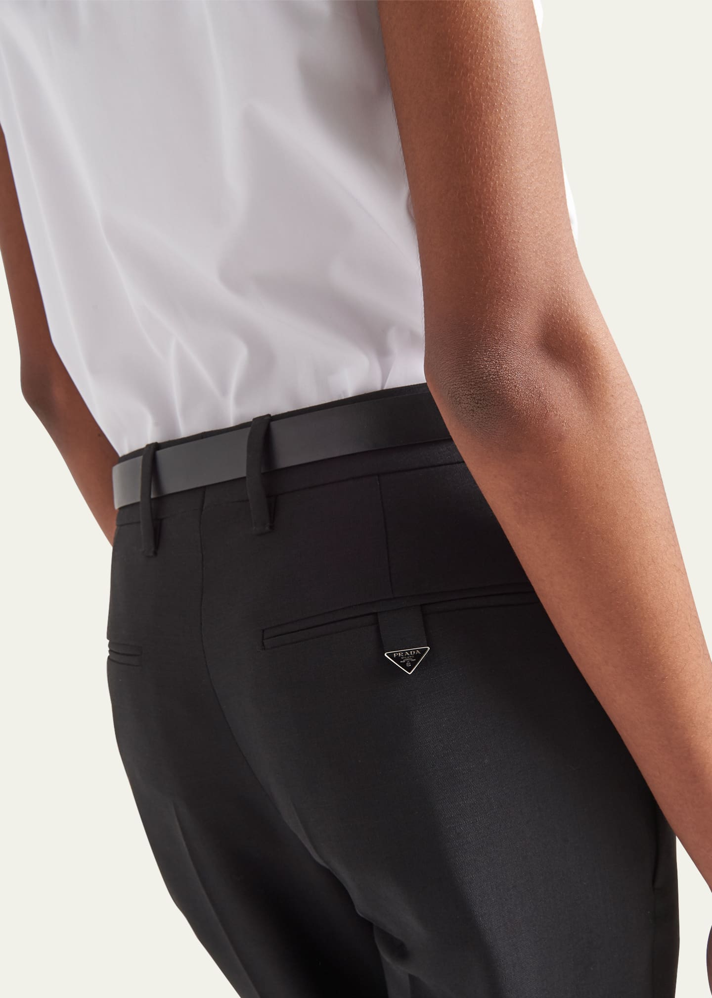 Prada Kid Mohair Slim-Leg Trousers Image 4 of 4