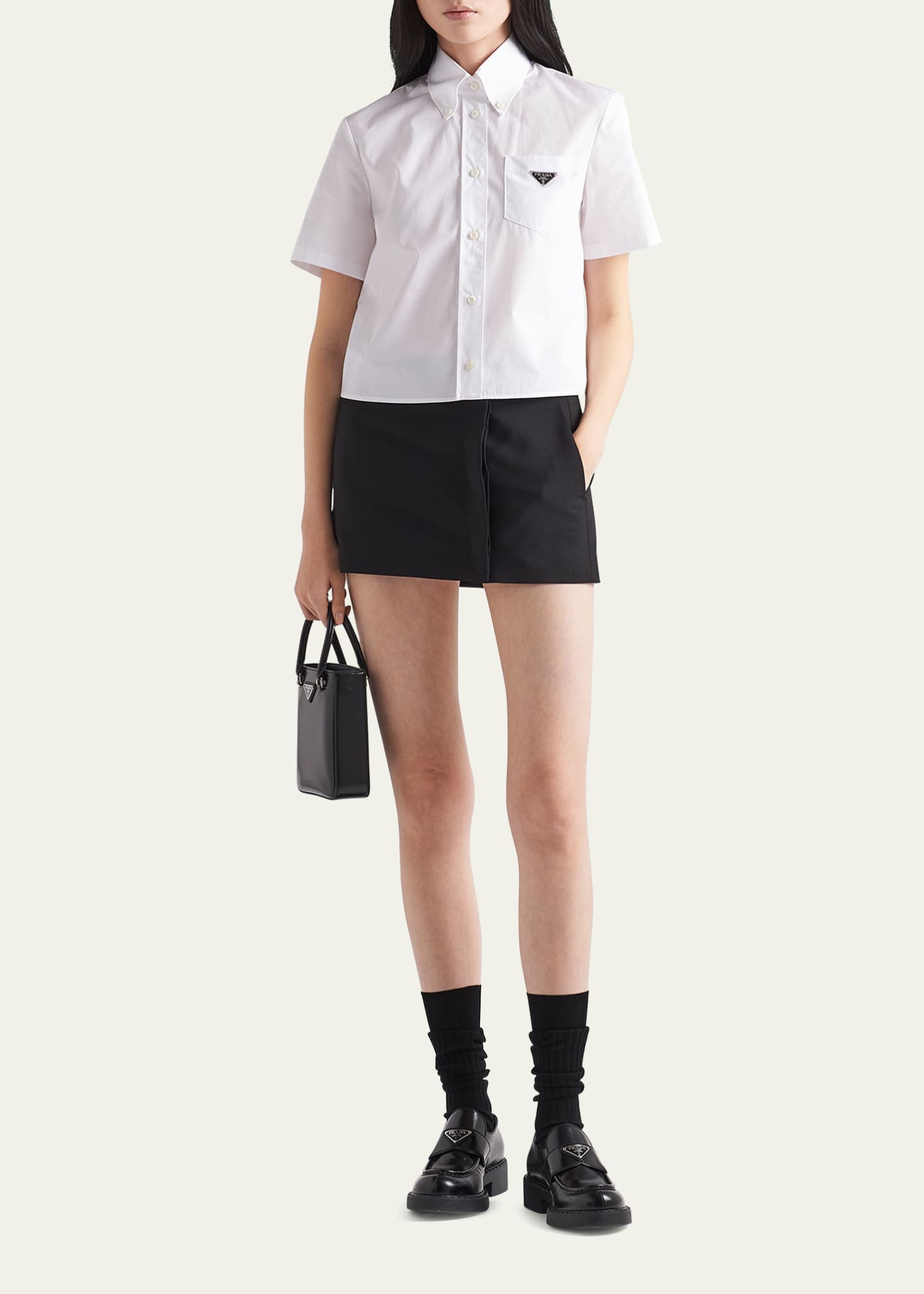 Prada Poplin Short-Sleeve Blouse Image 2 of 4
