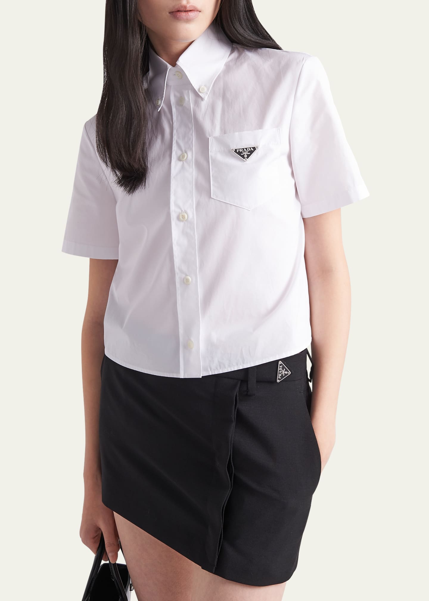 Prada Poplin Short-Sleeve Blouse Image 4 of 4