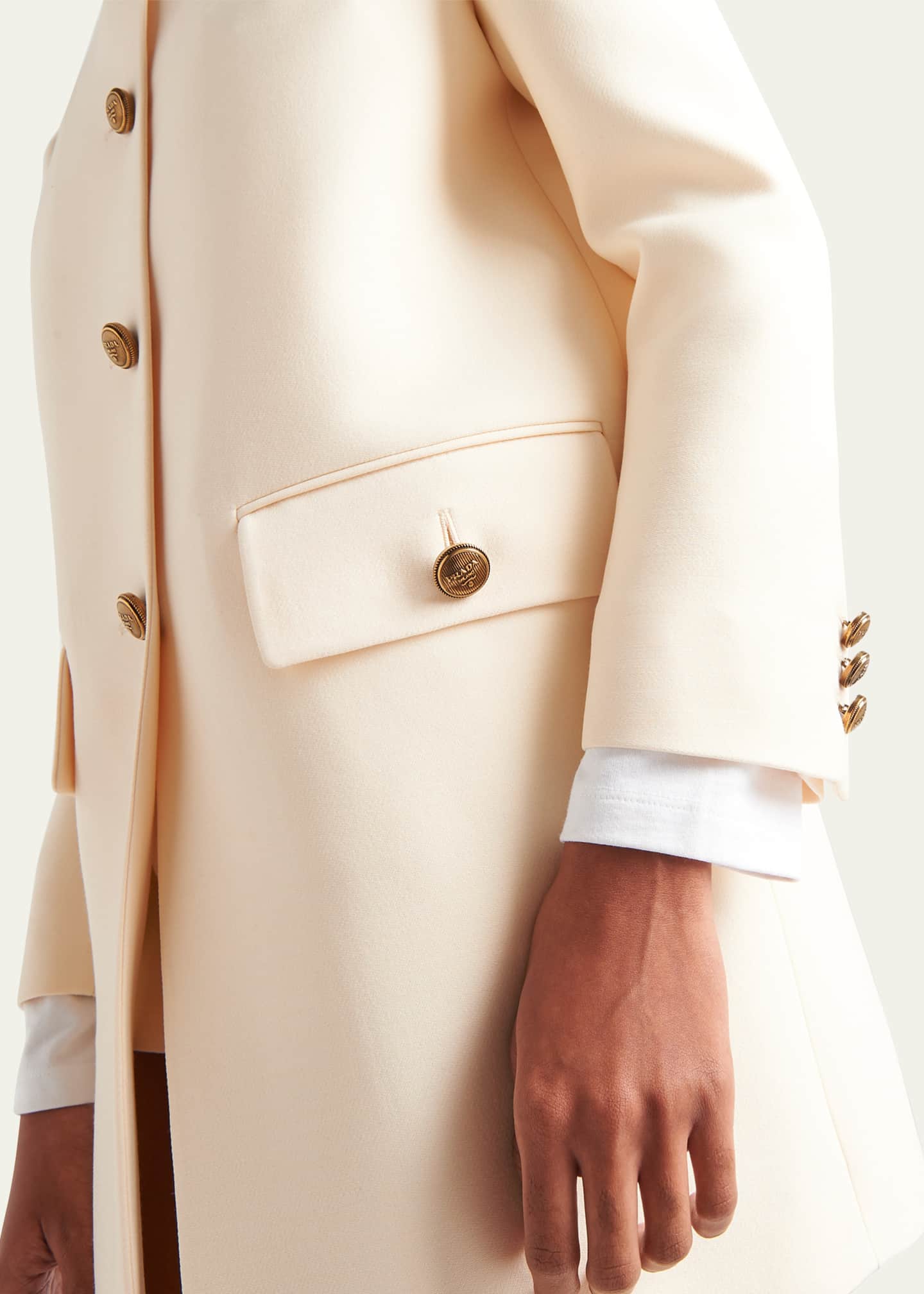Prada Single-Breasted Tricotine Coat Image 5 of 5