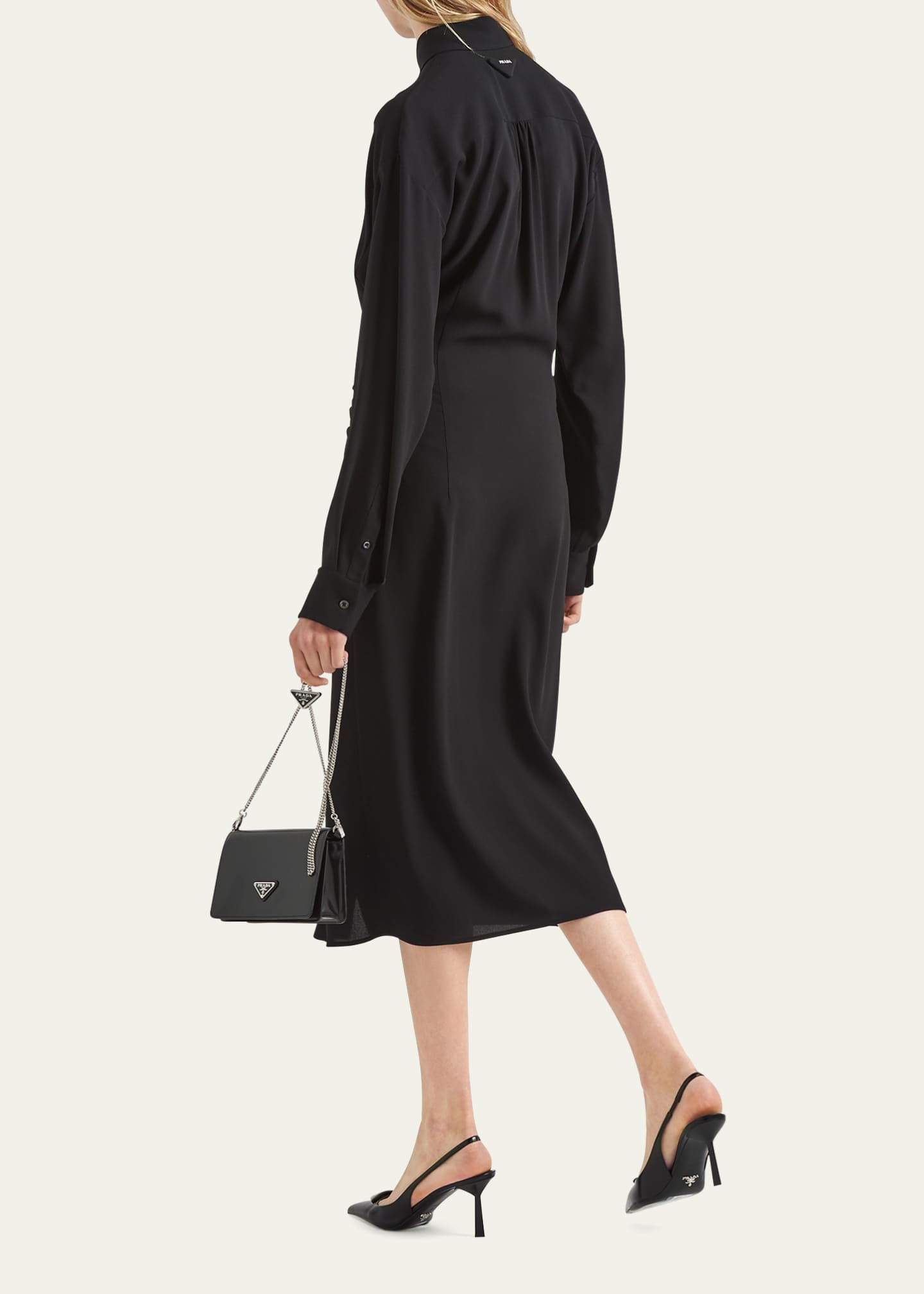 Prada Sable Twisted-Front Midi Dress Image 3 of 3