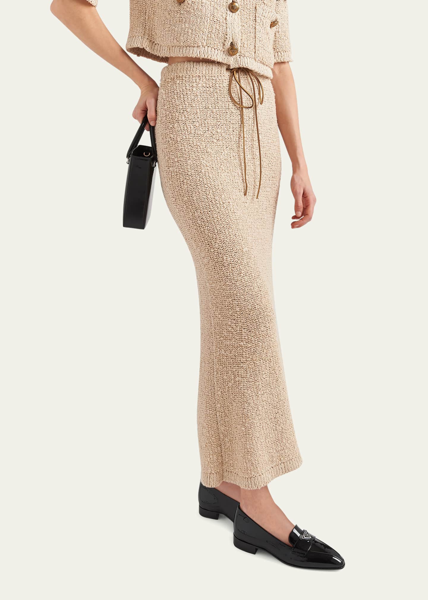 Prada Silk Boucle Leather Cord Maxi Skirt - Bergdorf Goodman
