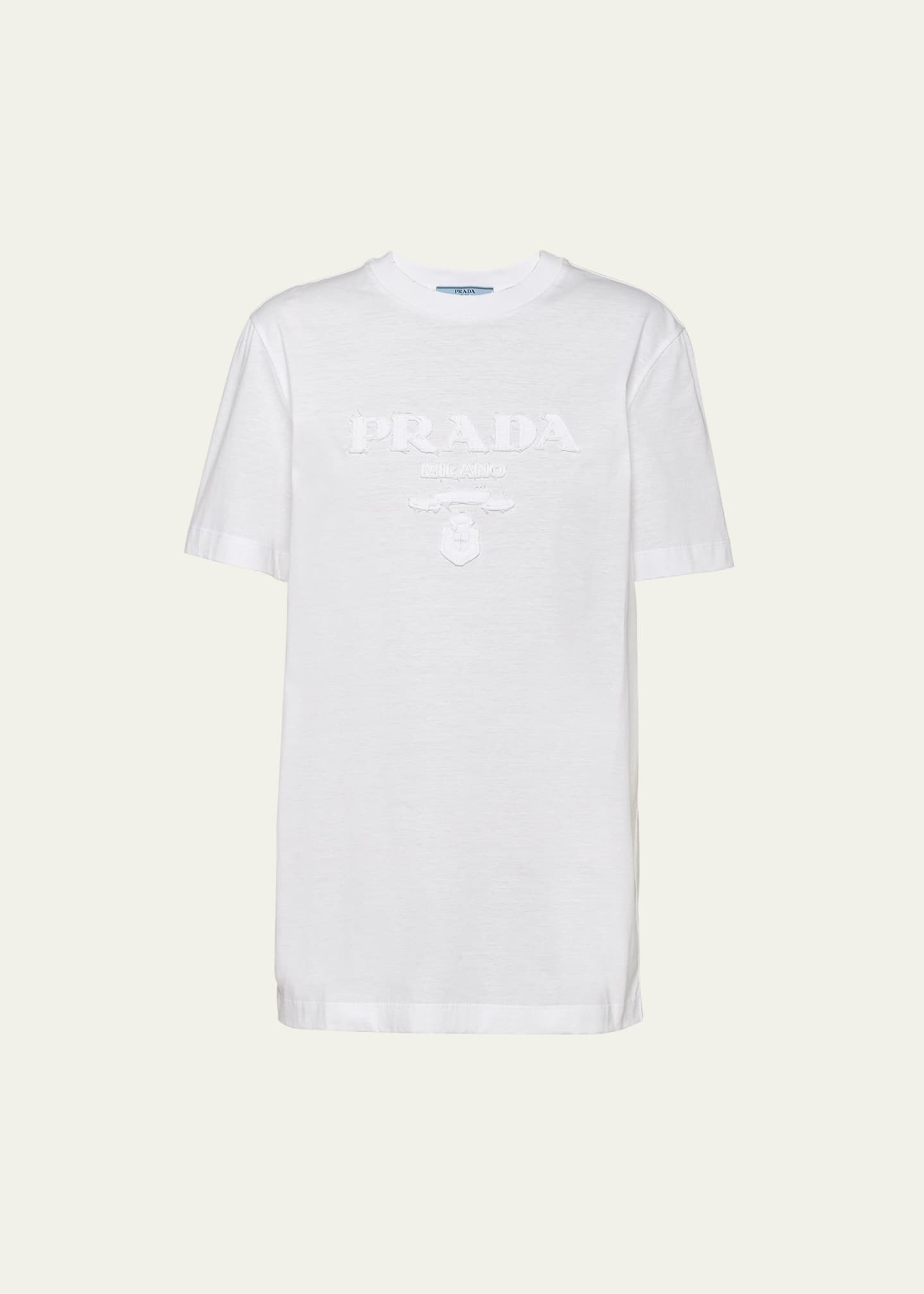 Prada Logo Embroidered Jersey T shirt