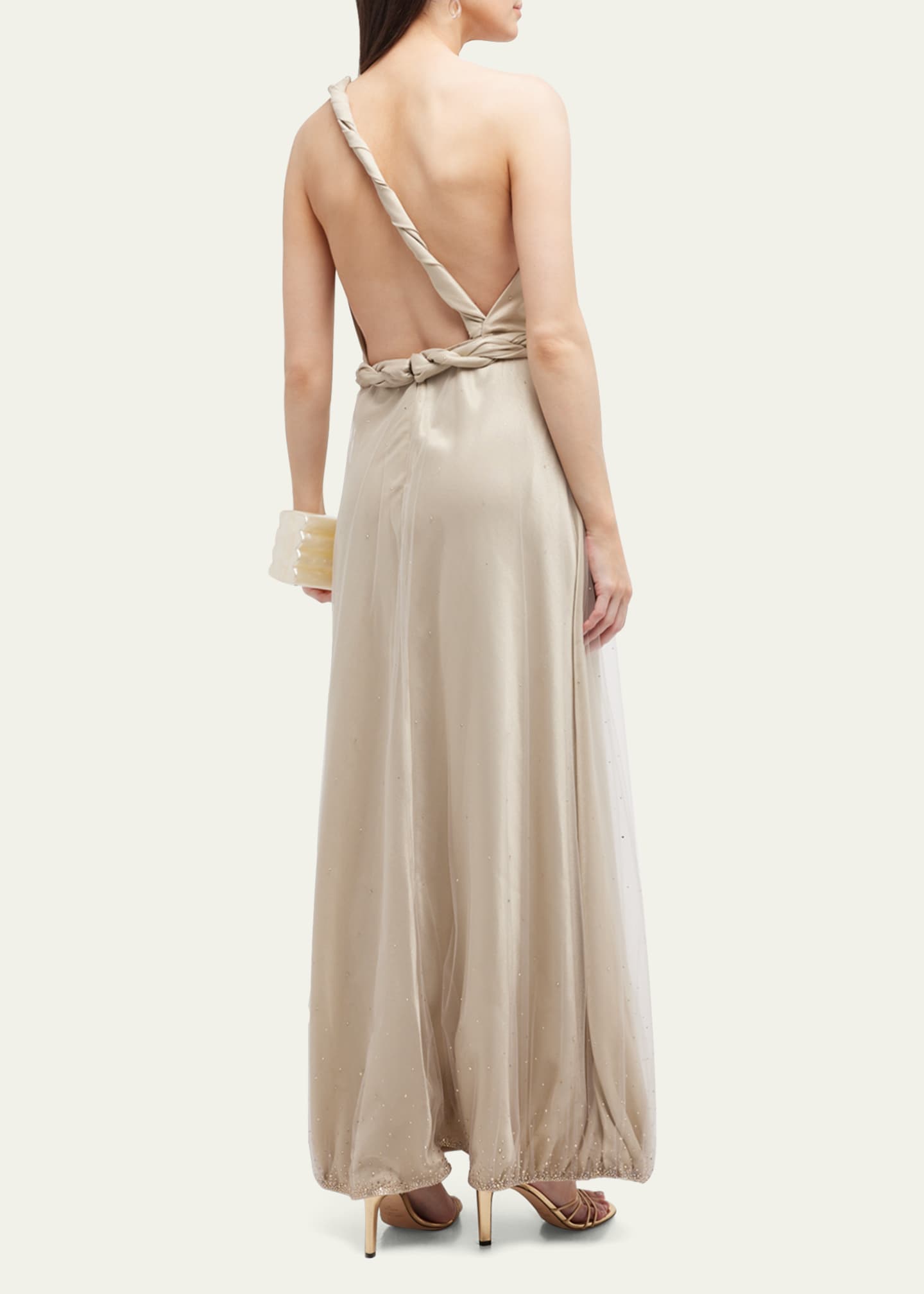 armani one shoulder dress Armani one-shoulder satin dress