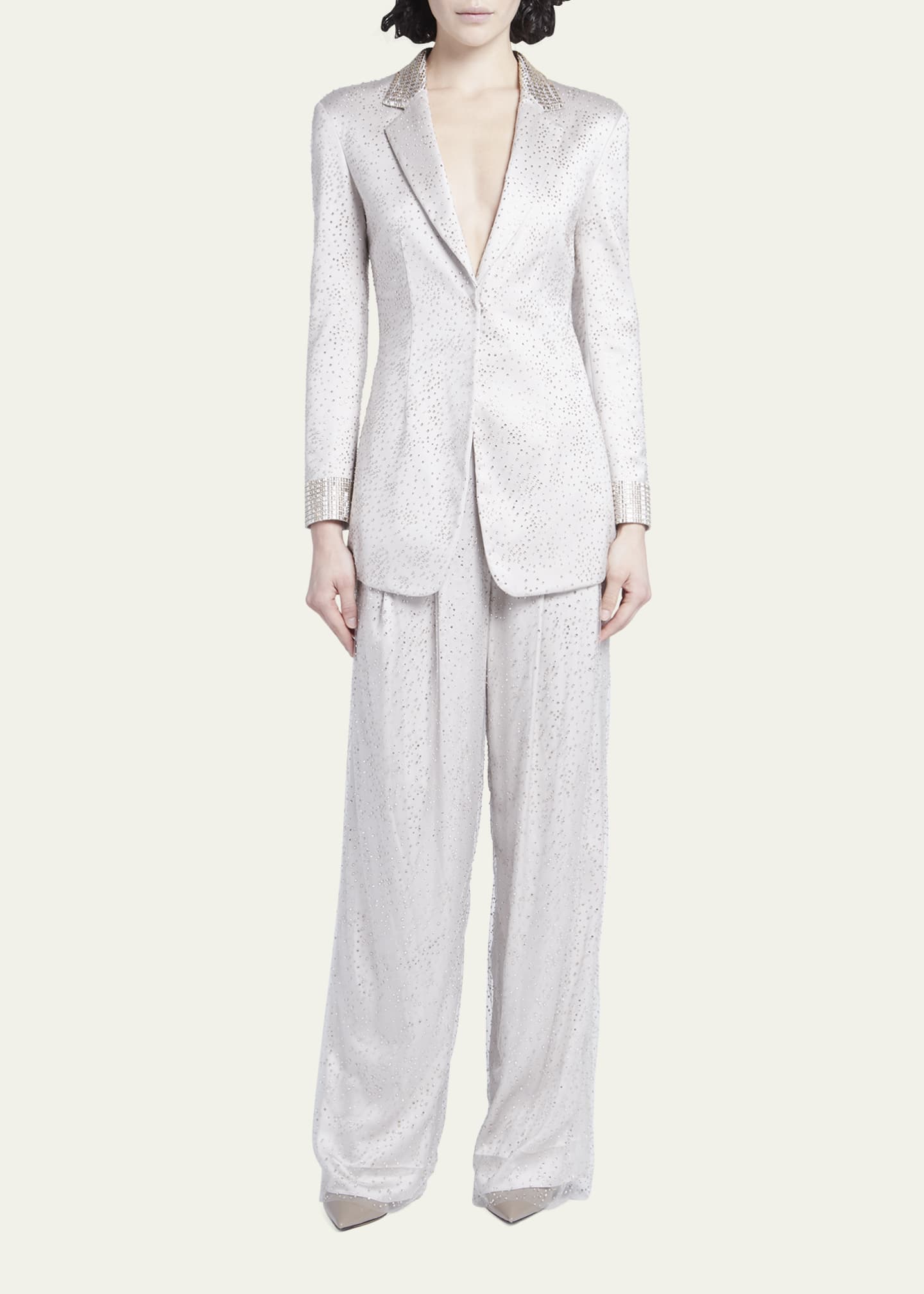 Giorgio Armani Satin Beaded Pants - Bergdorf Goodman