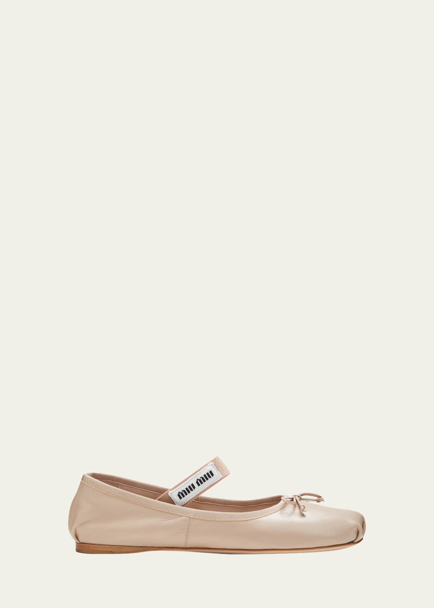 Miu Miu Leather Ballerina Flats Image 1 of 5