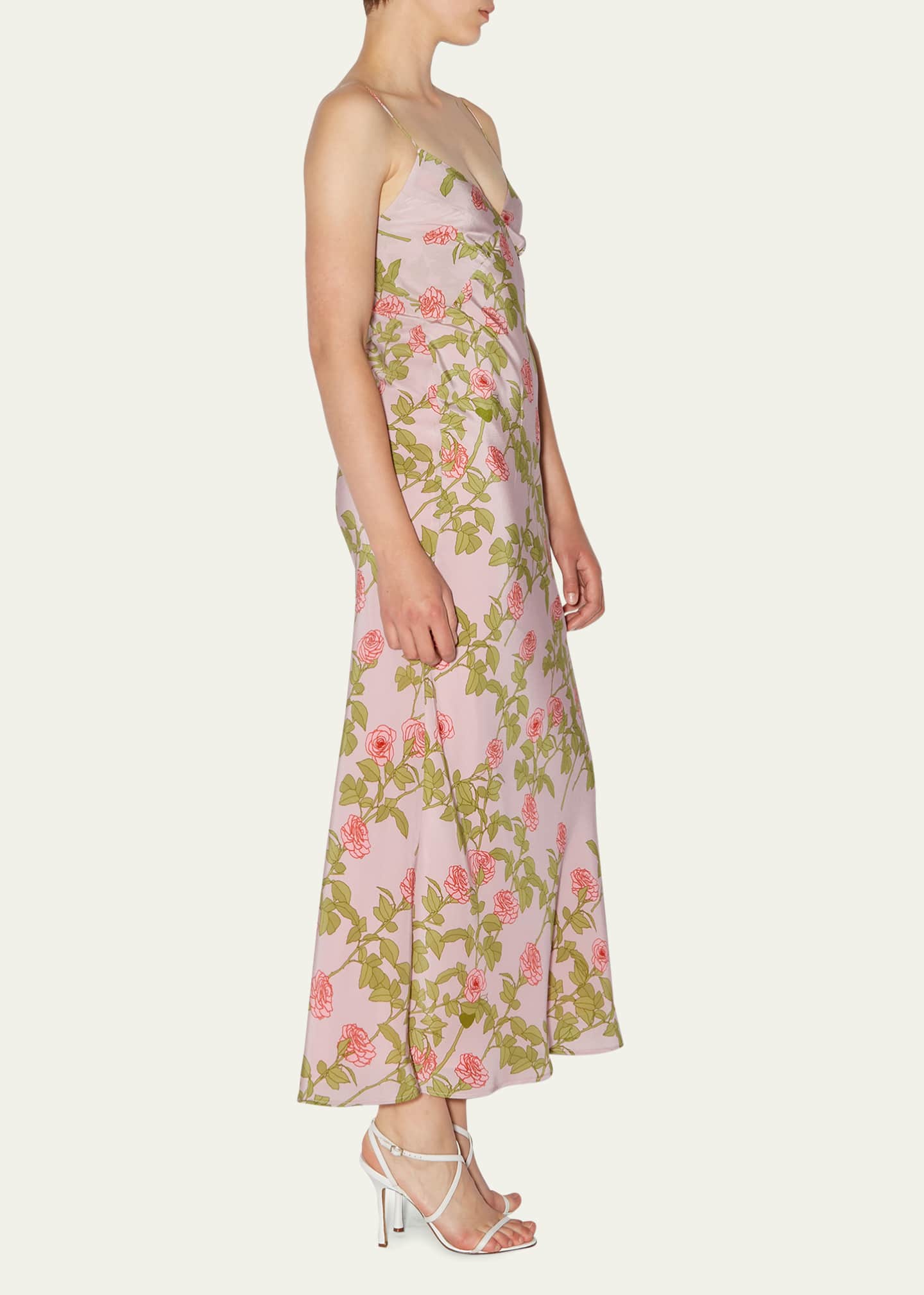 Pink Sleeveless Silk Maxi Slip Dress by Bergdorf Goodman main image 1