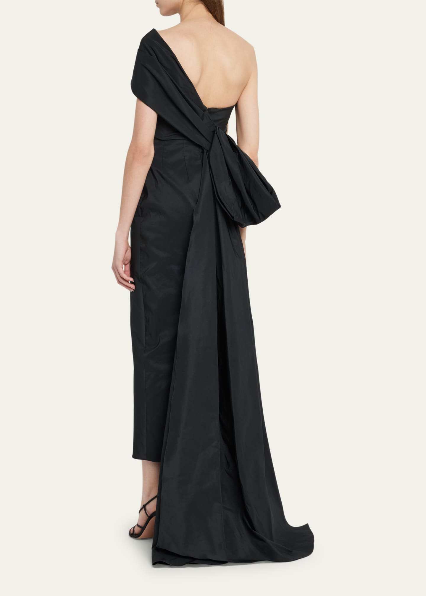 Marchesa One-Shoulder Column Gown with Draped Bow Detail - Bergdorf Goodman