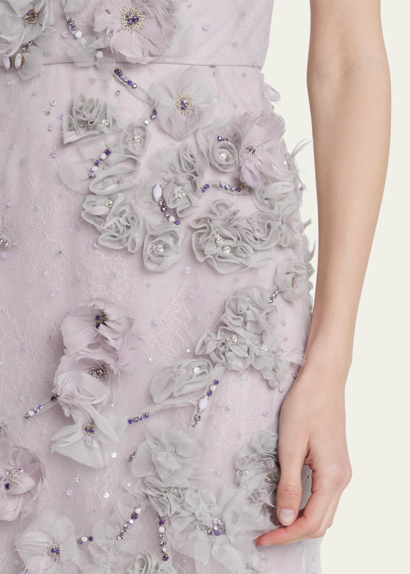 Marchesa Floral Organza OneShoulder Illusion Tulle Gown Bergdorf Goodman