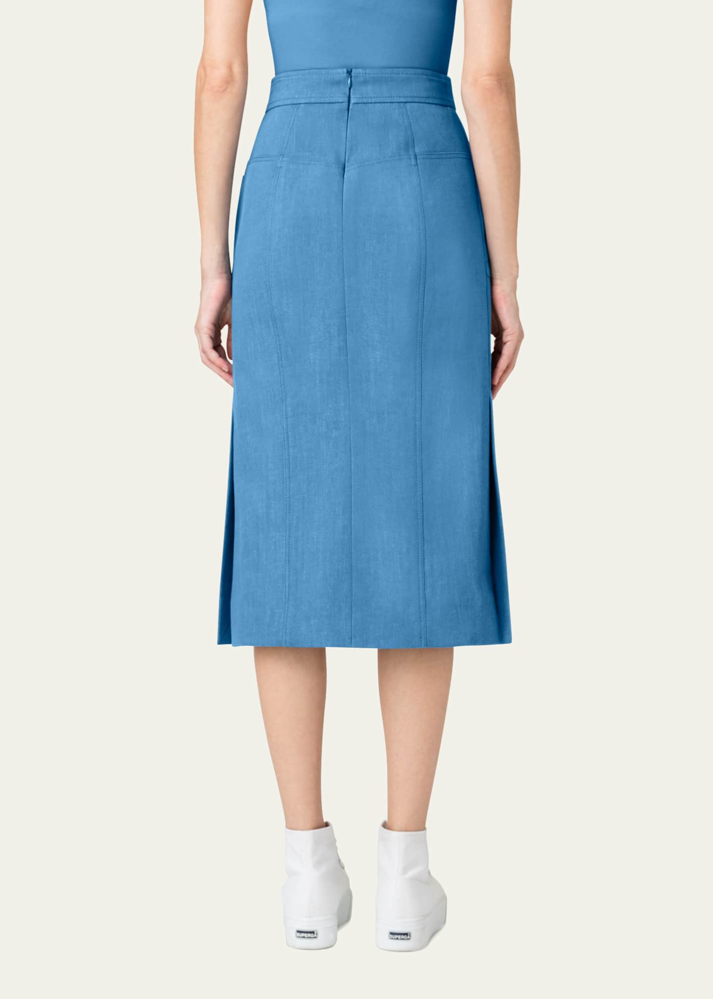 Akris Cotton Denim Midi Skirt with Cargo Pockets - Bergdorf Goodman