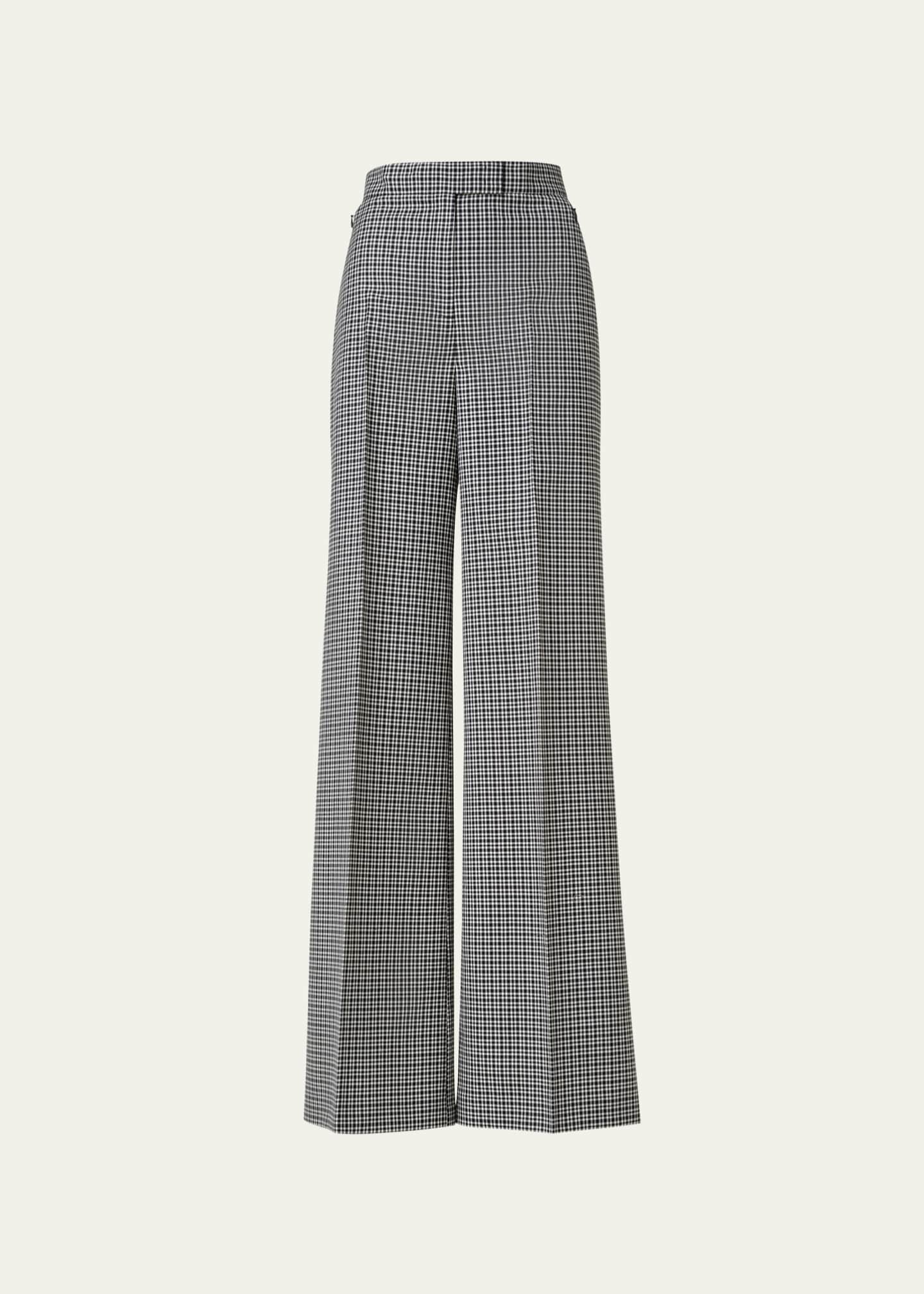 Akris Floretta Wool Micro-Check Pants - Bergdorf Goodman