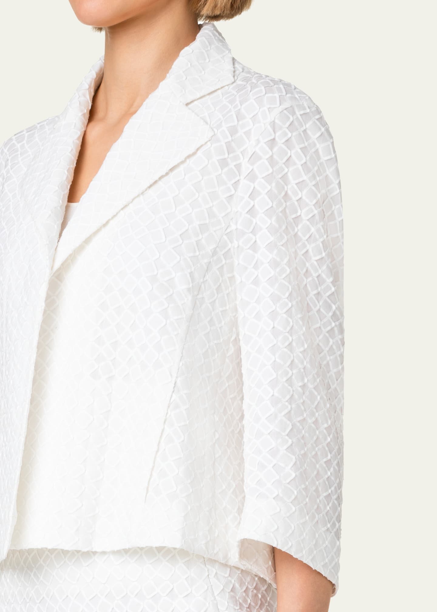 Akris Cotton Poplin Short Jacket with 3D Application Detail Bergdorf