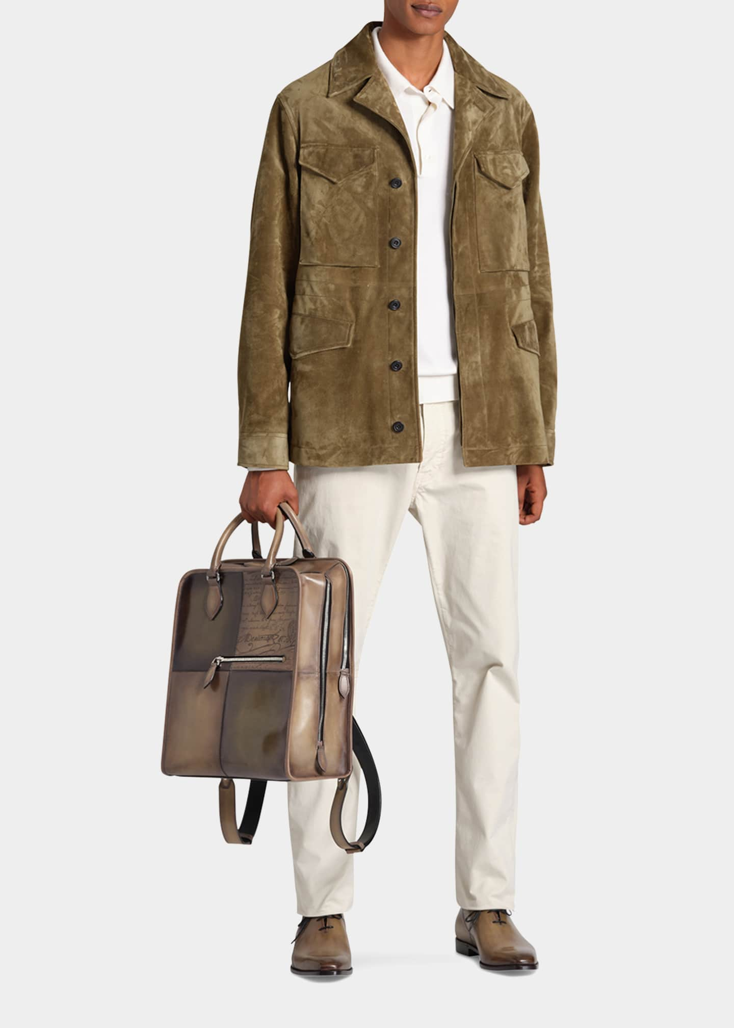 Berluti Men's Adventure Large Canvas & Leather Travel Bag - Bergdorf Goodman