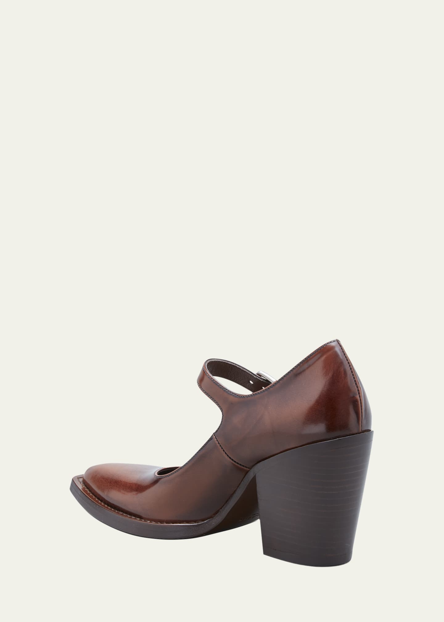 Prada Leather Mary Jane Block Heel Pumps Bergdorf Goodman