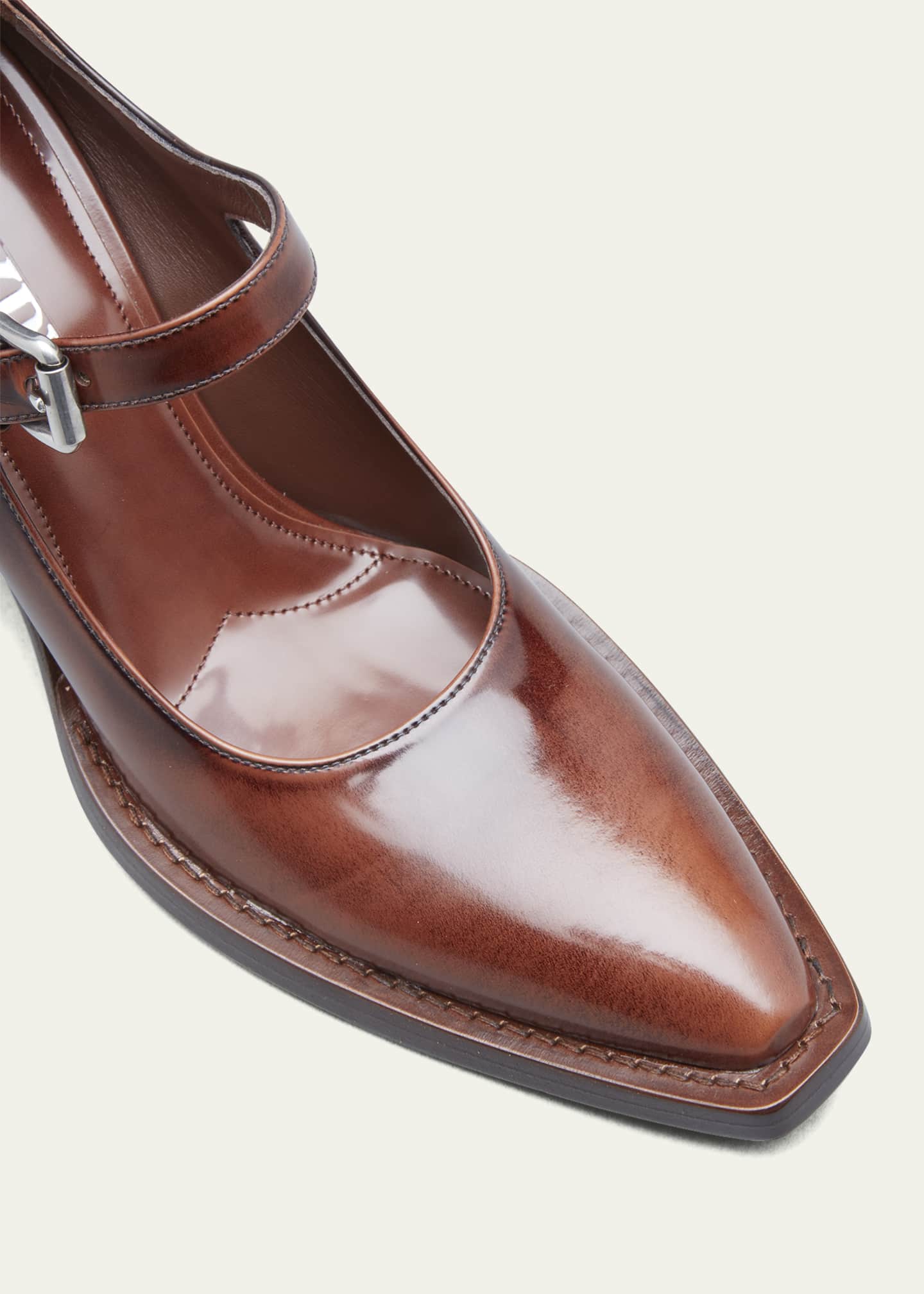 Prada Leather Mary Jane Block Heel Pumps Bergdorf Goodman