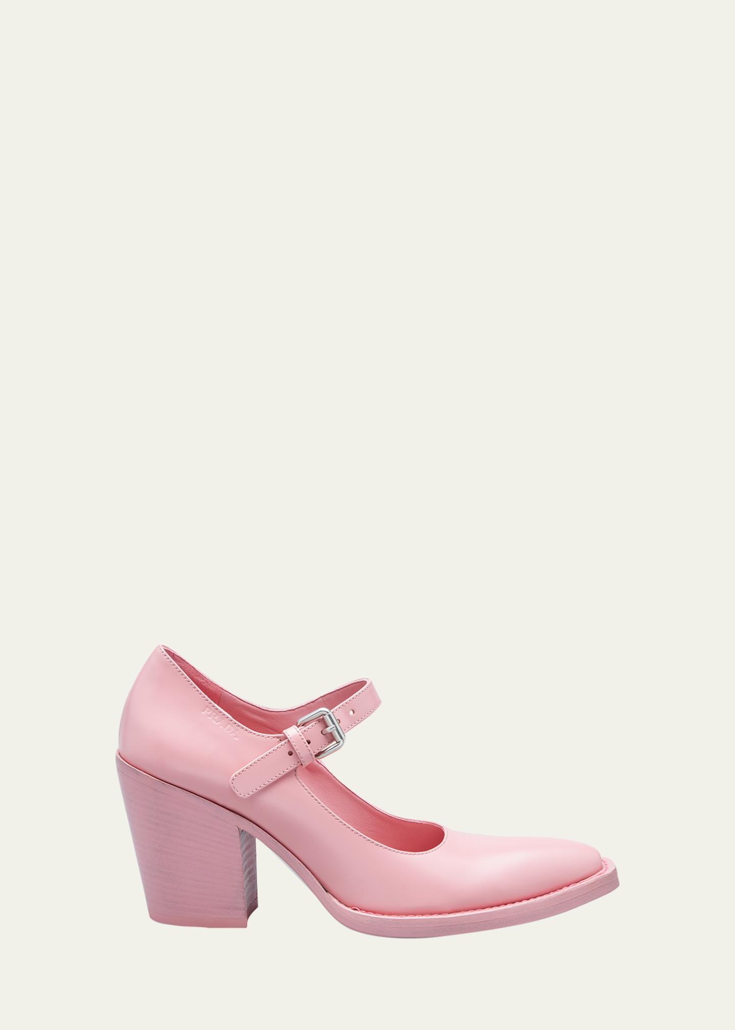 Prada Leather Mary Jane Block Heel Pumps - Bergdorf Goodman