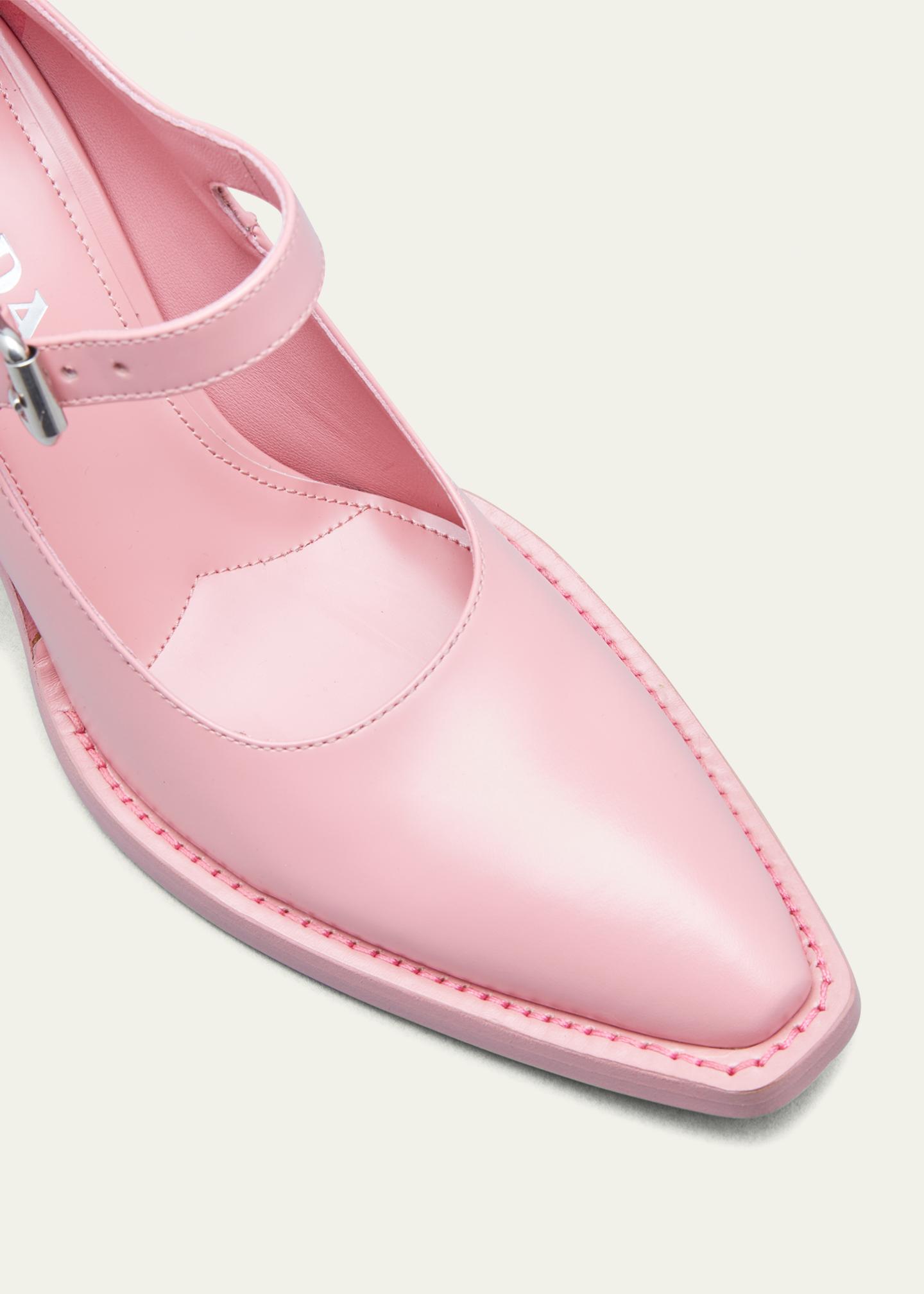 Prada Leather Mary Jane Block Heel Pumps - Bergdorf Goodman