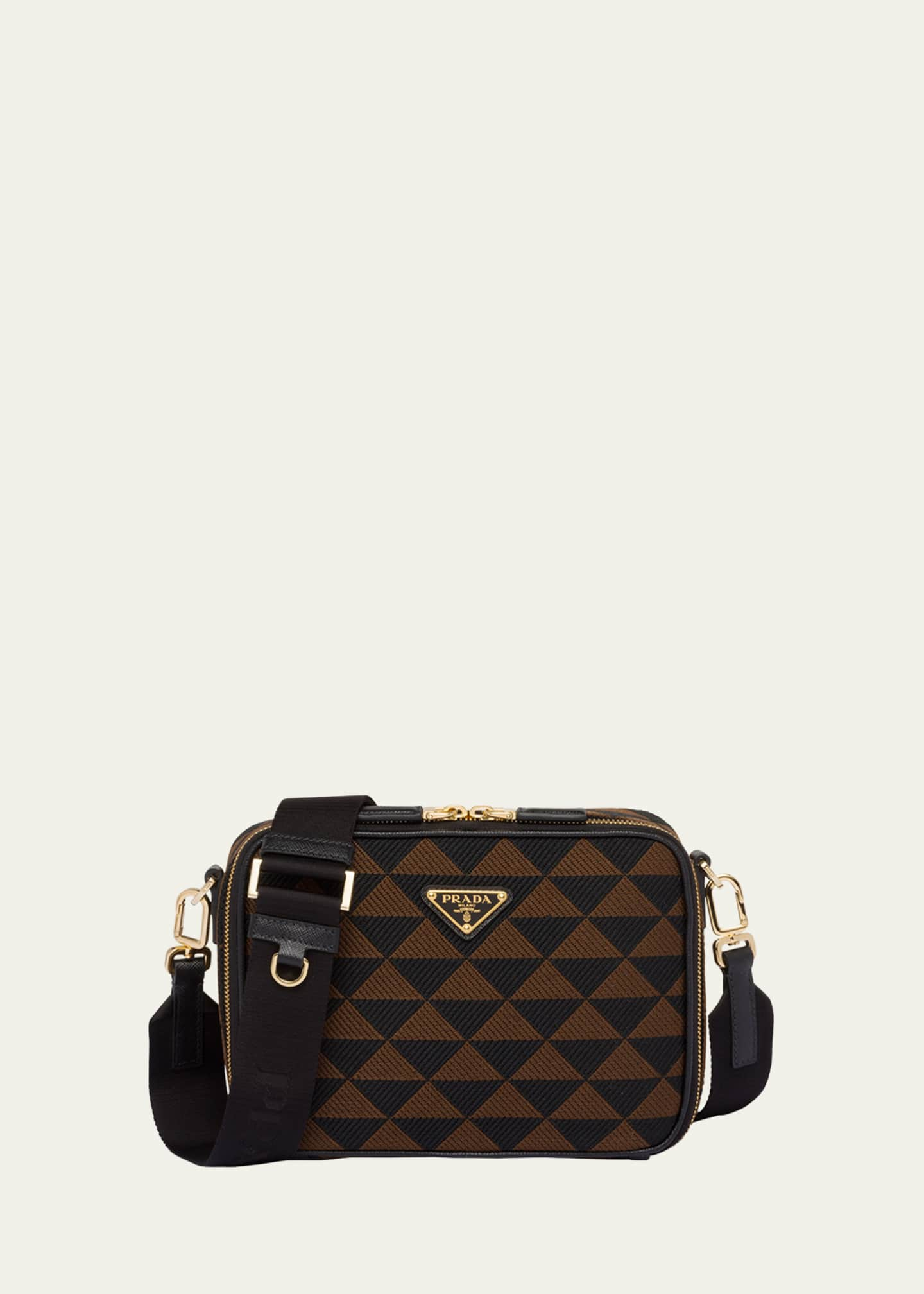 Prada Men's Triangle Logo Leather Crossbody Bag