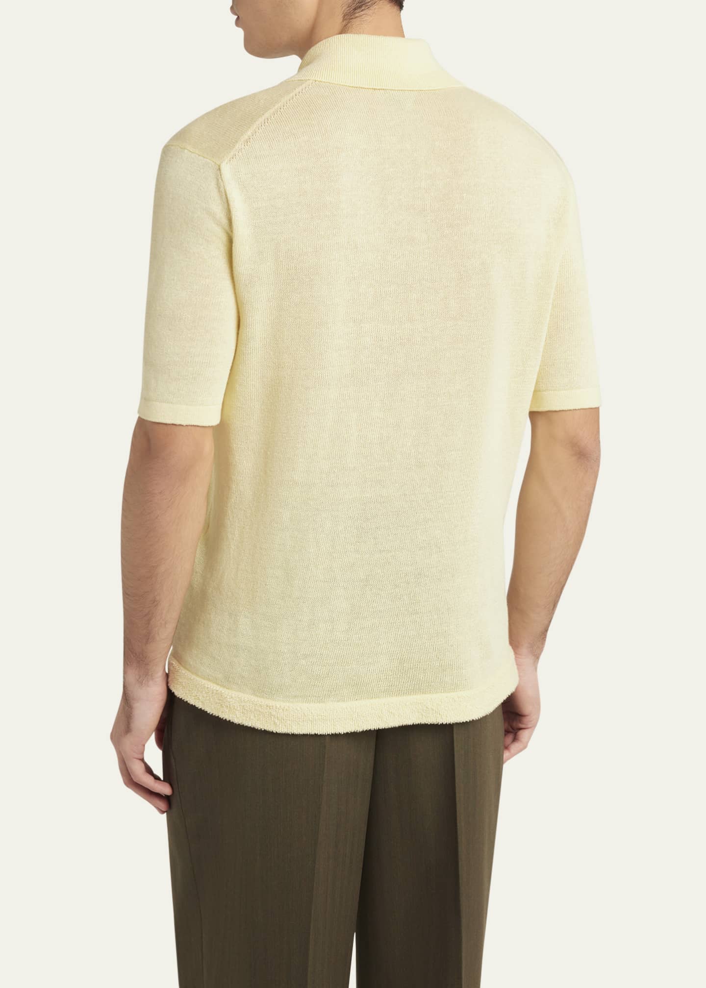Bottega Veneta Men's Linen-Knit Polo Image 3 of 5