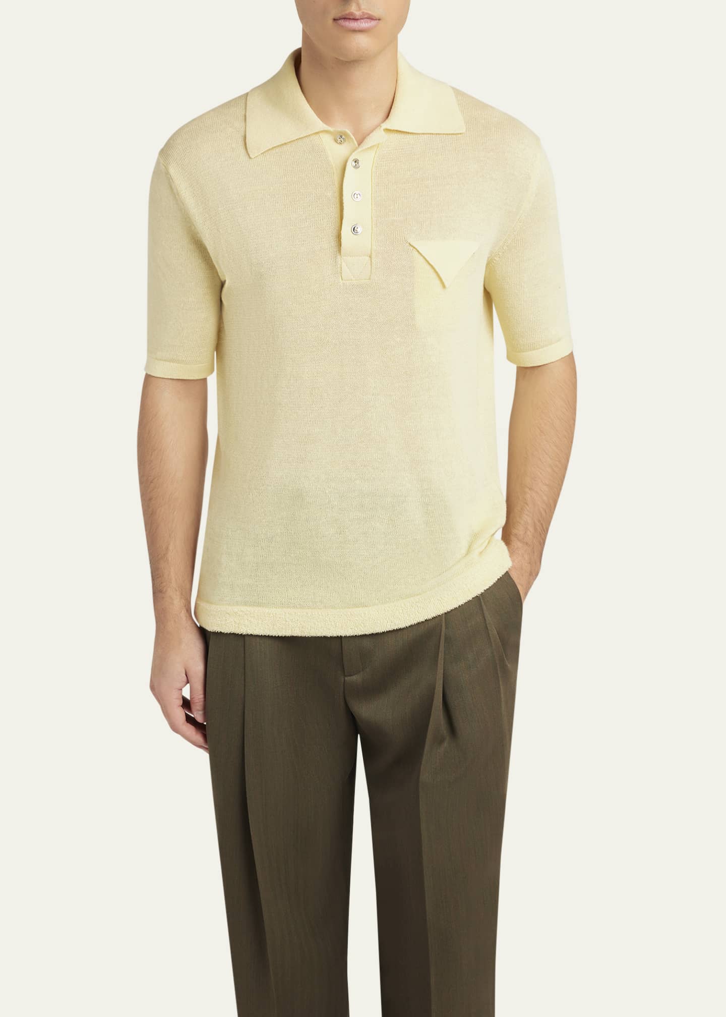 Bottega Veneta Men's Linen-Knit Polo Image 4 of 5