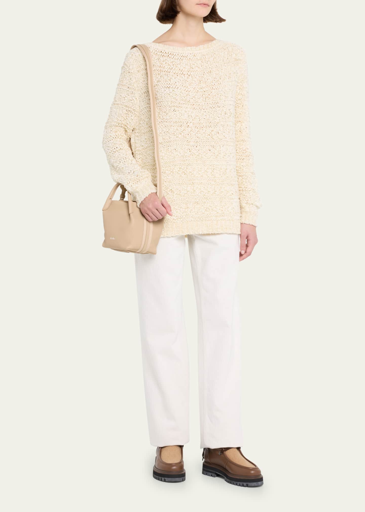 MICRO BALE BAG IN WHITE CANVAS AND BLACK CALFSKIN