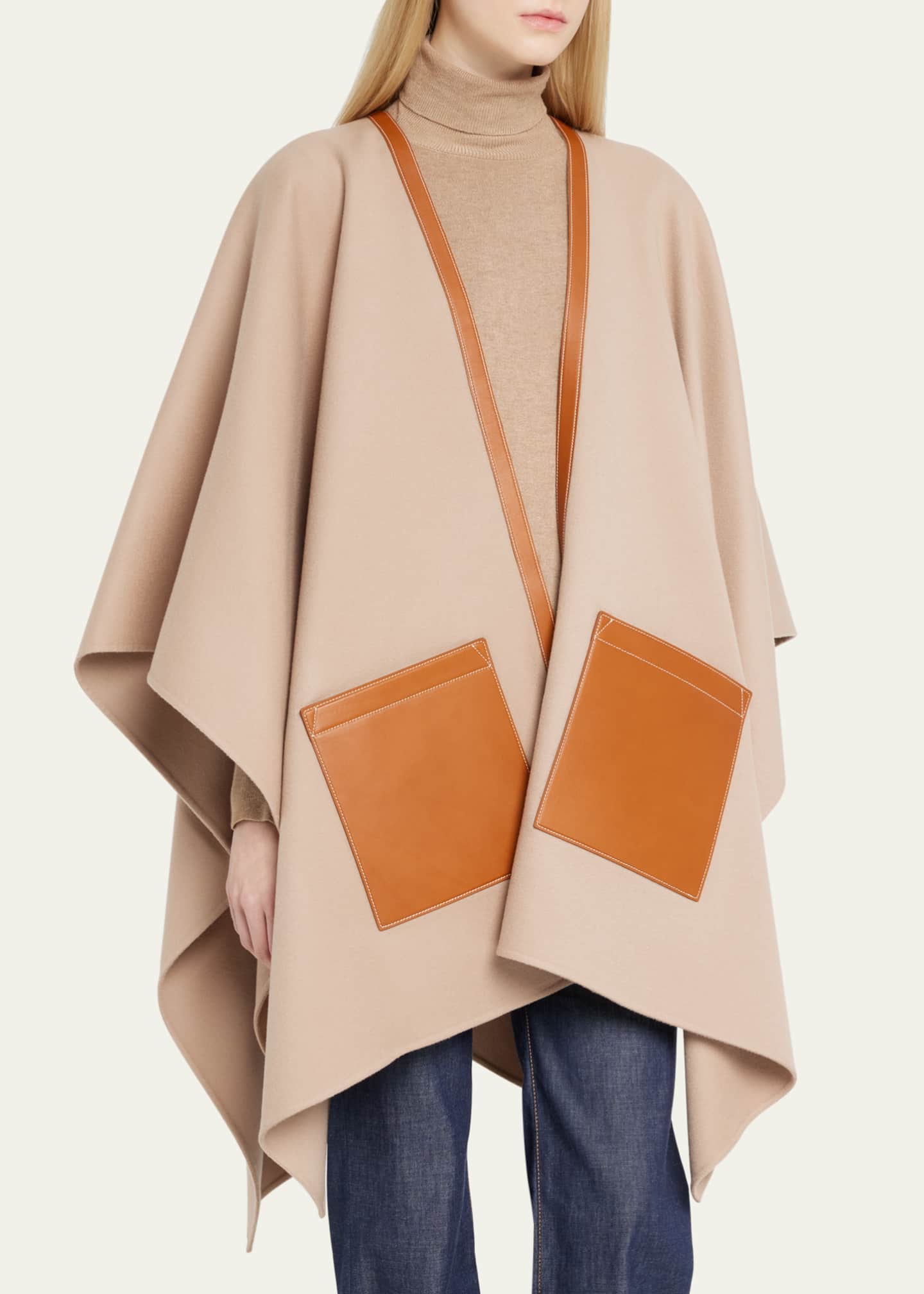 Loro Piana Teodora Cashmere & Leather Cape Image 4 of 5