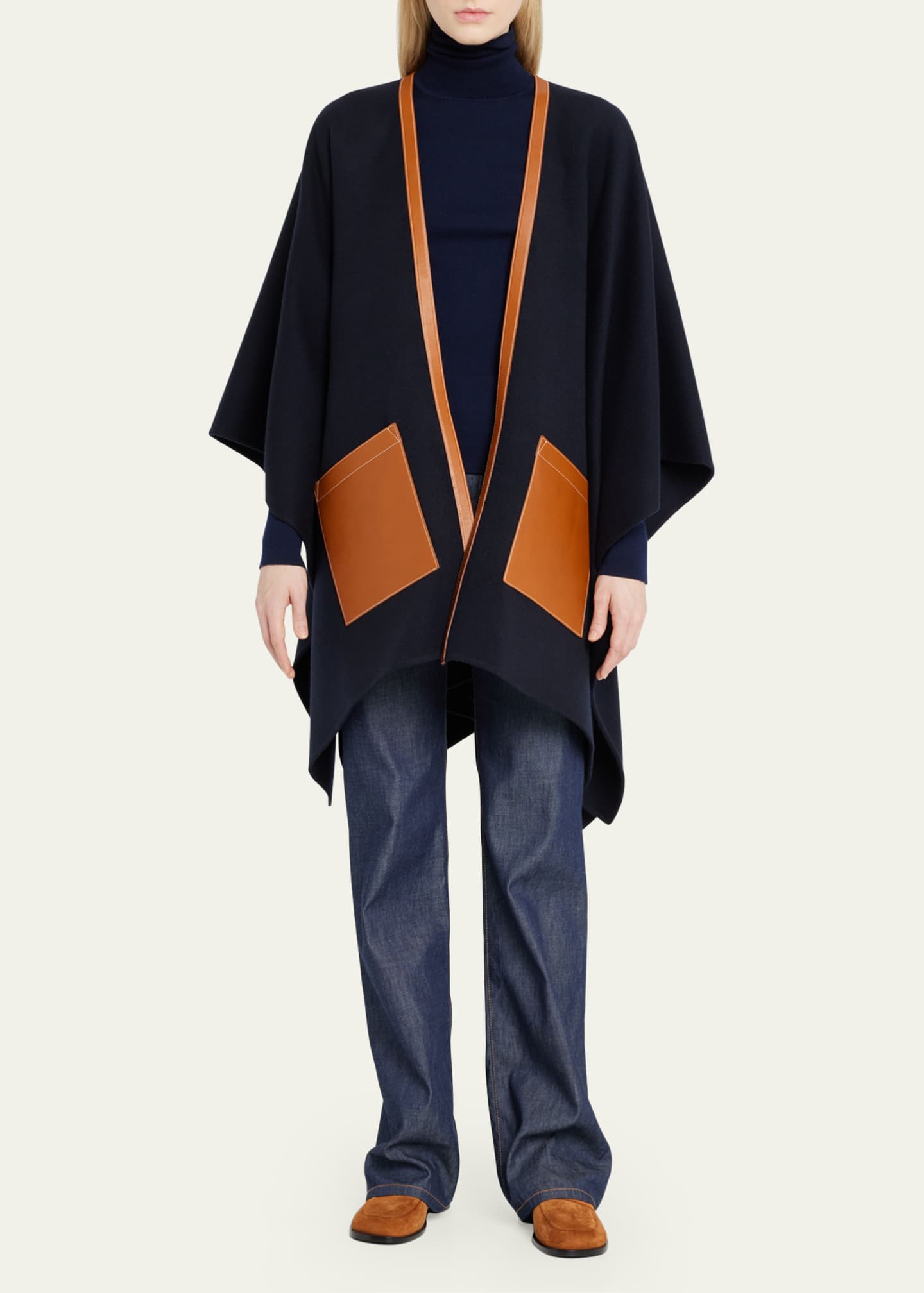 Loro Piana Teodora Cashmere & Leather Cape Image 2 of 5