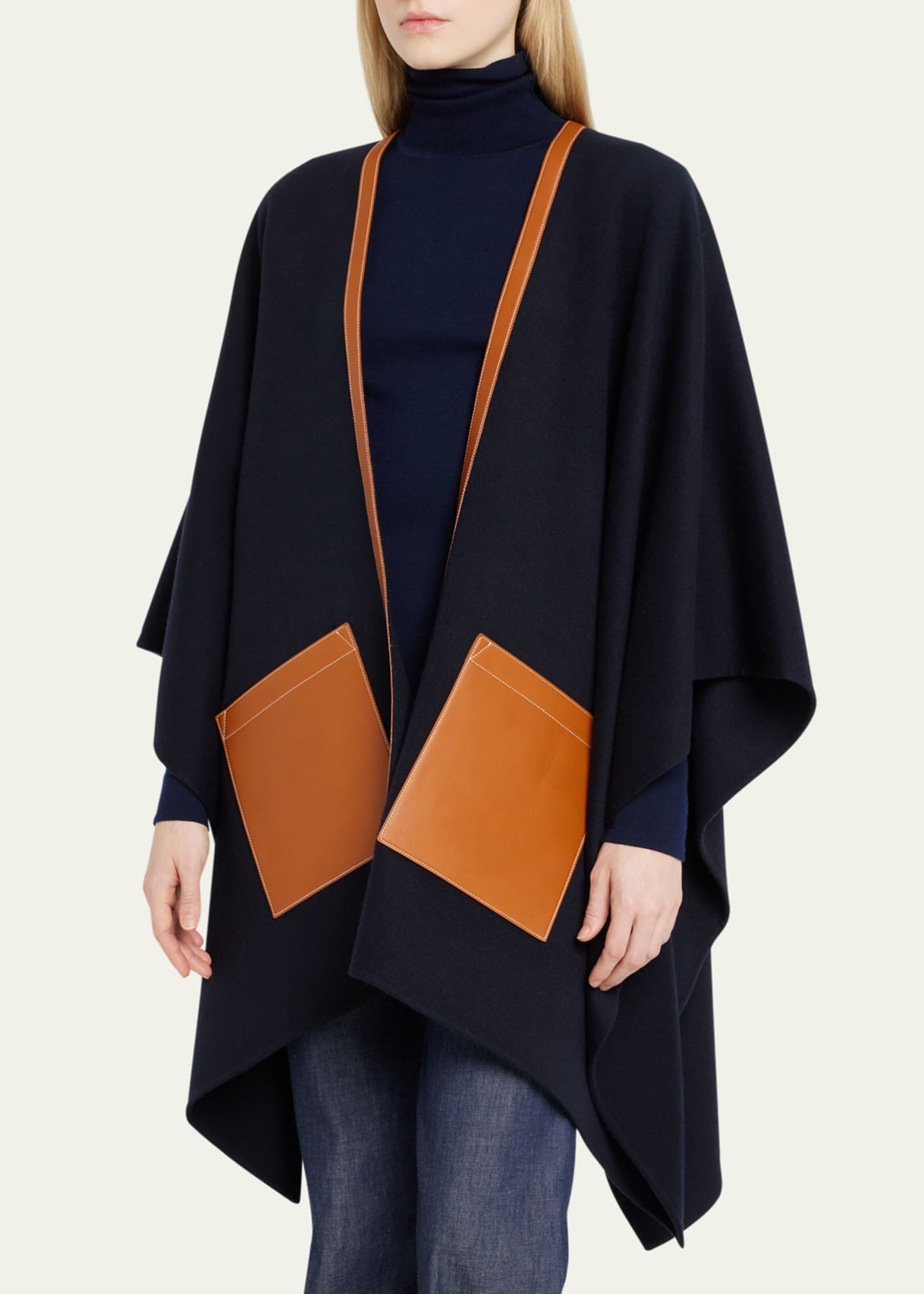 Loro Piana Teodora Cashmere & Leather Cape Image 4 of 5